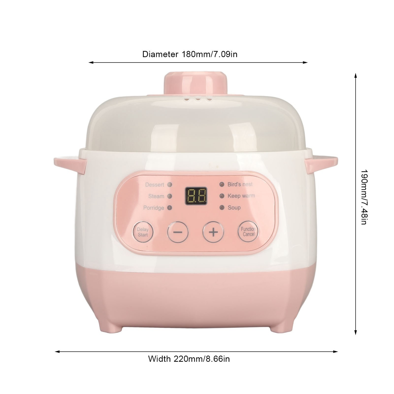 200W 1L Electric Stew Pot with Ceramic Interior Pot Slow Cooker Pot with Lid