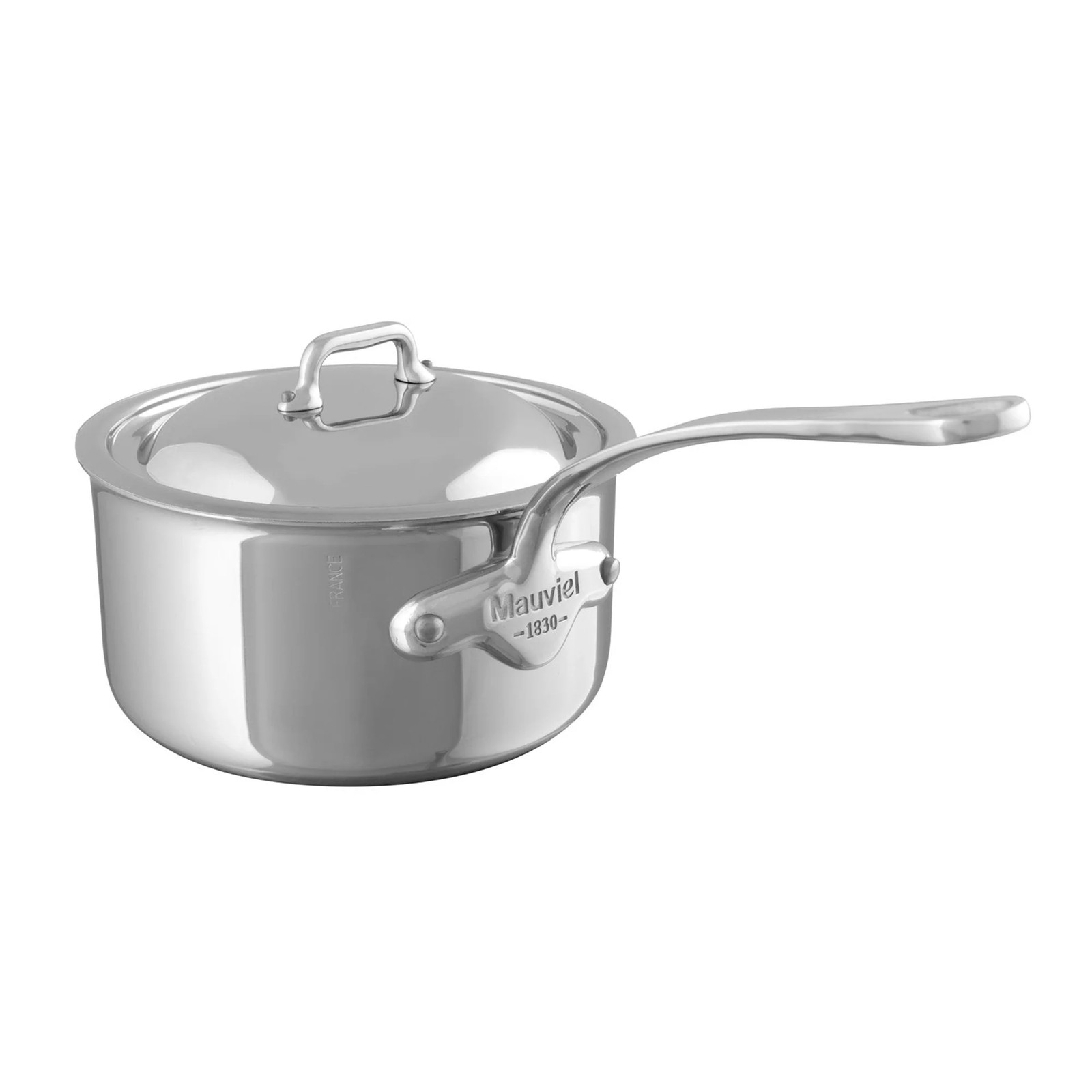 Mauviel M’COOK 5-Ply Sauce Pan with Lid, Cast Stainless Steel Handle, 2.6-Qt