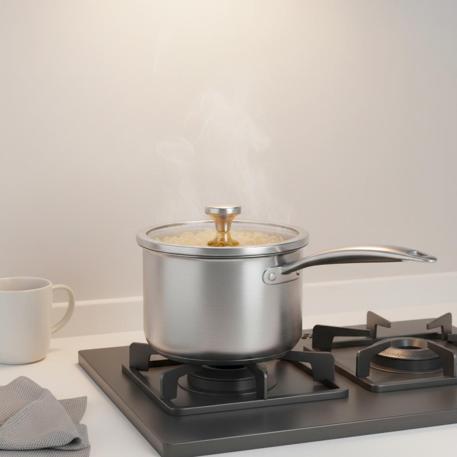 316 Stainless Steel Pot Induction Compatible Lidded Milk Pan Rust Resistant