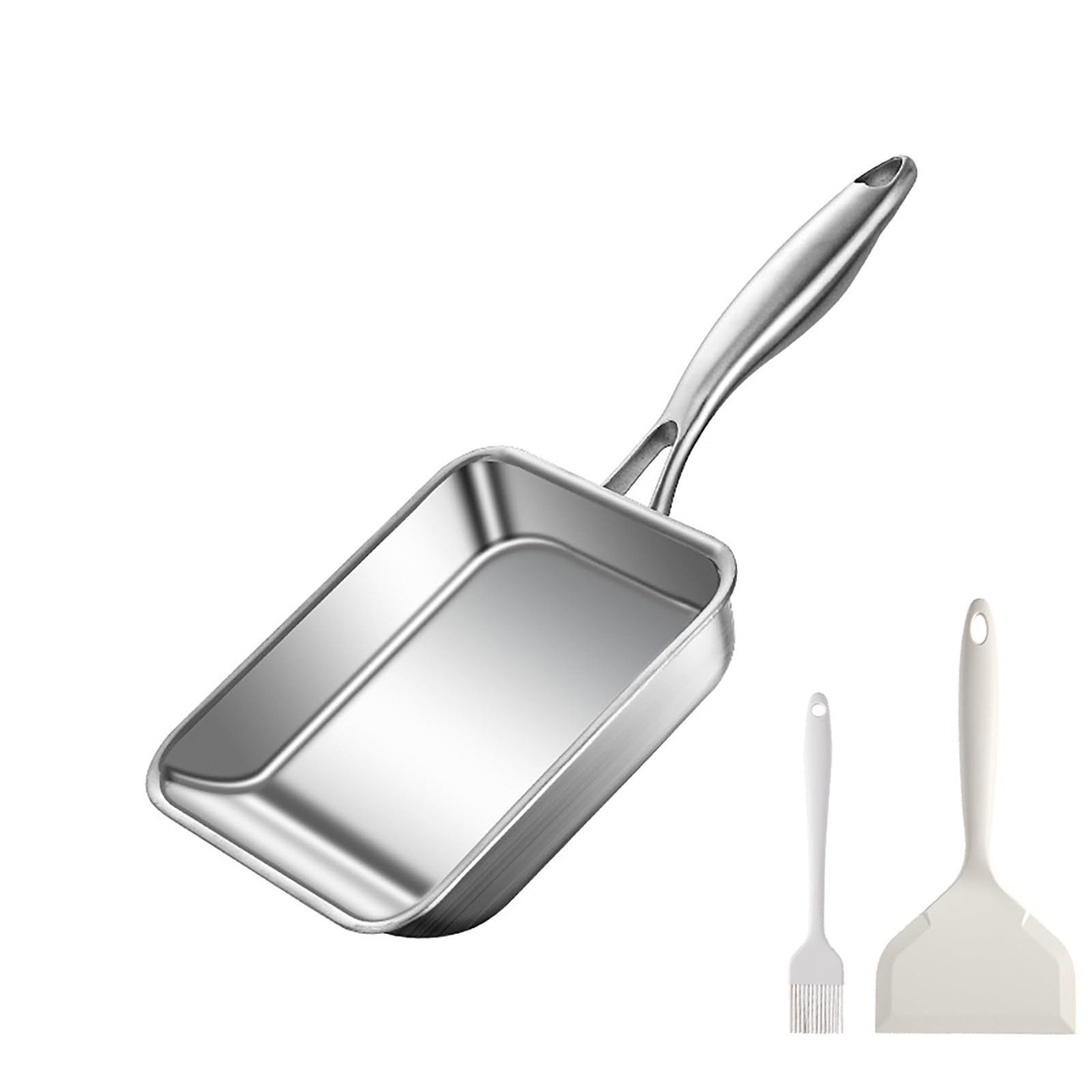 7.5″ Japanese Omelette Egg Pan, 316 Stainless Steel Egg Pan, Square Frying Pa…