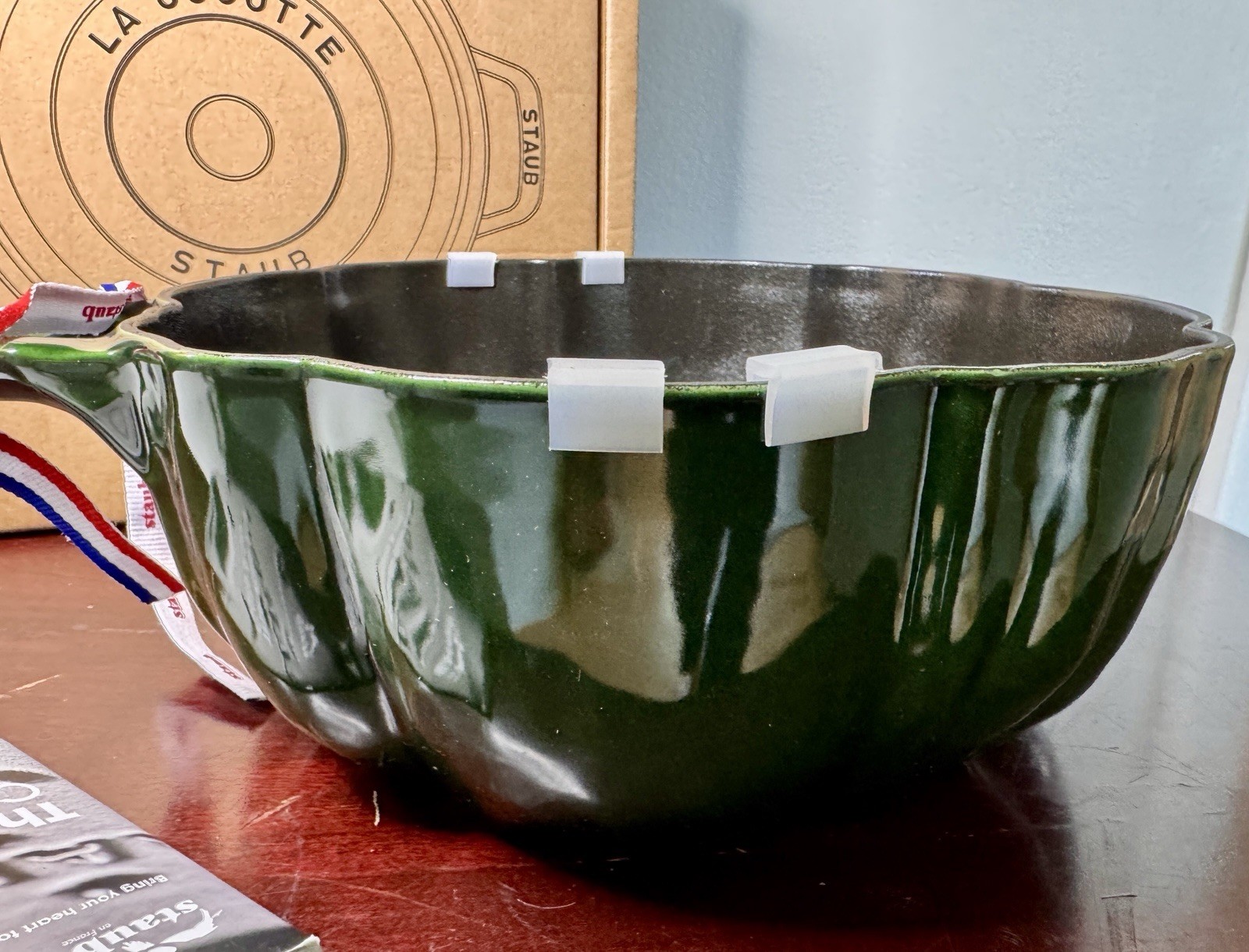 Staub Enameled Cast Iron Basil Green/Stainless Cocotte Dutch Oven France 3.5 QT