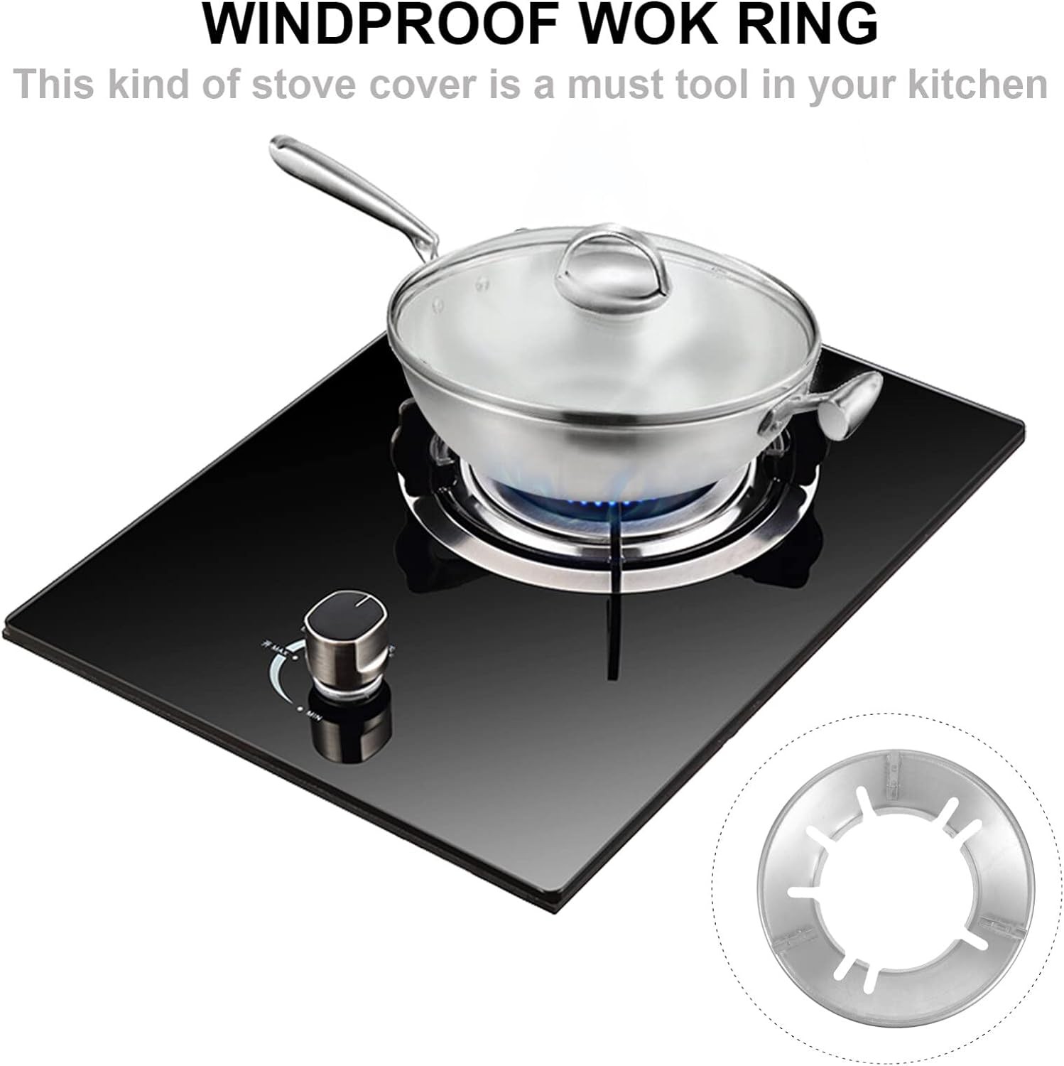 Windproof Wok Ring Gas Stove Holder 10.03X10.03X2.75 Inch Cast