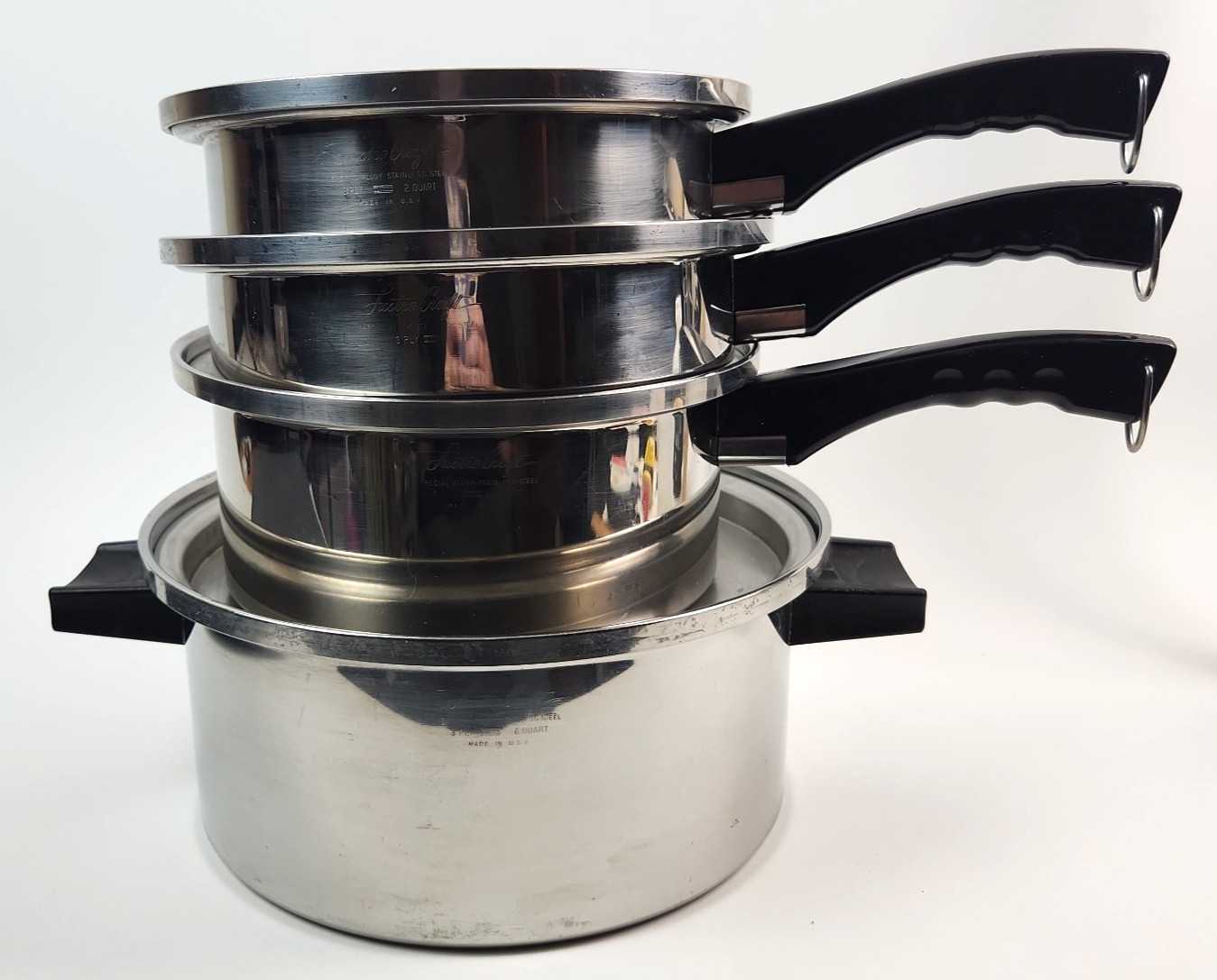 LUSTRE CRAFT 5 PLY MULTICORE COOKWARE STOCK POT W/ LID, 3 SAUCE PANS 2 LIDS 7 PC