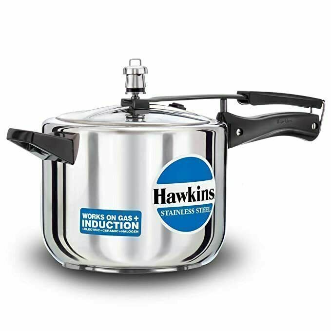 Hawkins Stainless Steel Induction Compatible Pressure Cooker, 5 Litre, Silver