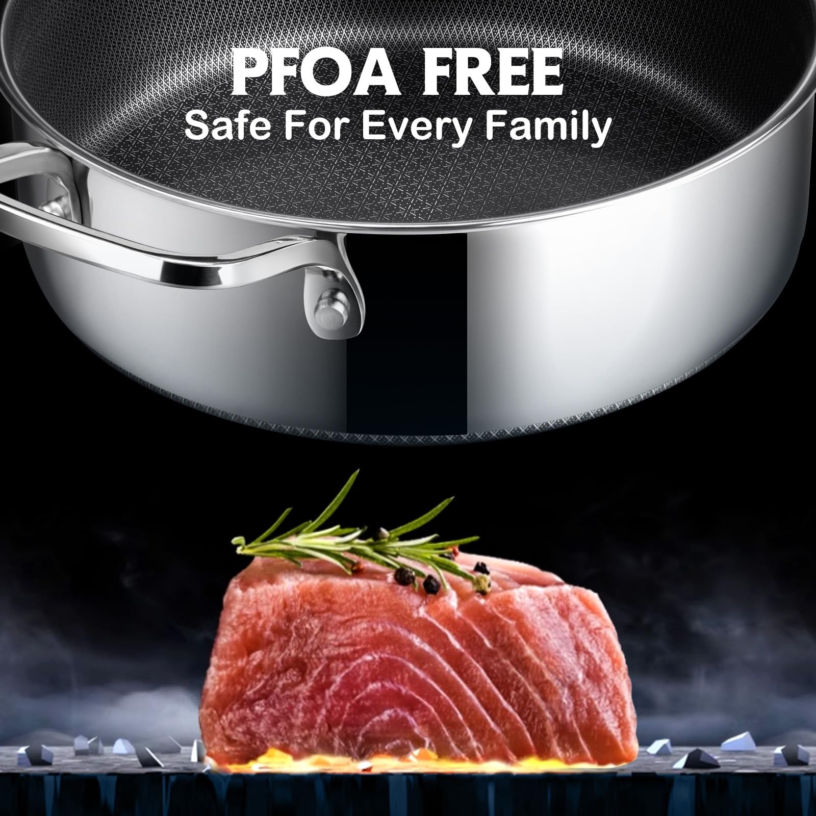 Frying Pans Nonstick with Lid,Hybrid Non Stick 5 Quart Saute pan,PFOA Free Co…