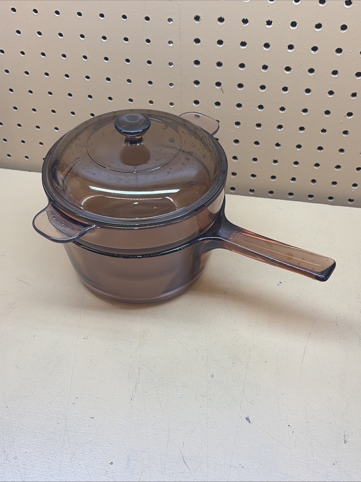 Corning Vision Ware Amber V-20-B Double Boiler w 1.5 L Pot & Lid V 1.5 C Pyrex