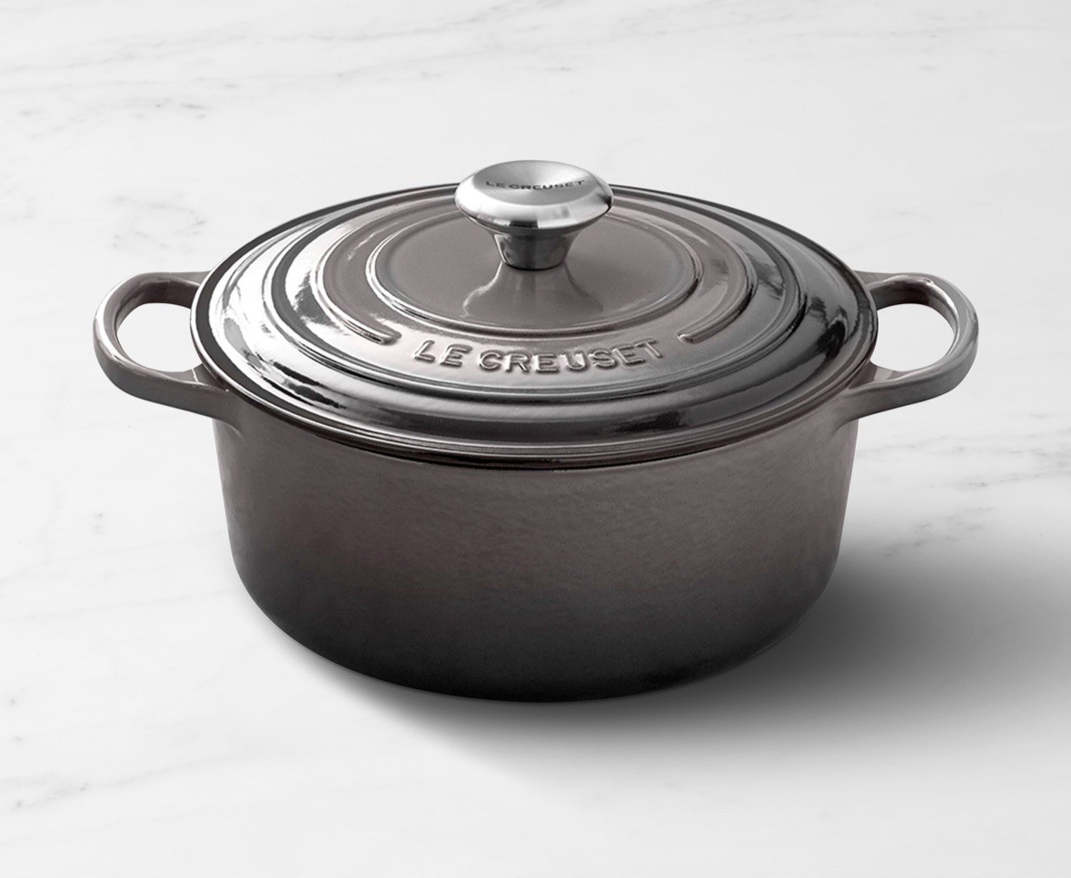 Signature Enameled Cast Iron Round Dutch Oven, 5.5 Qt. In Oyster, Le Creuset