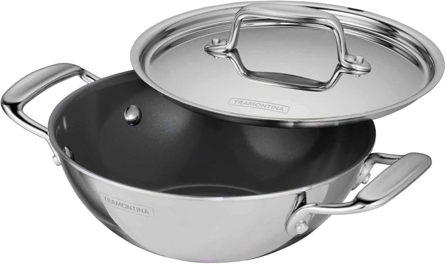 Tramontina Utsava Stainless Steel 1.7-qt. Covered Kadai with Lid/Ceramic