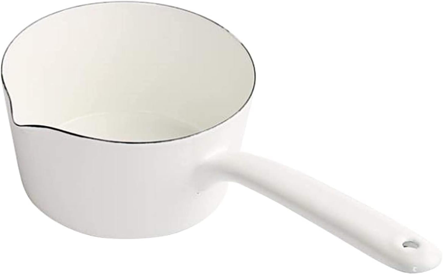 1.2L Enamel Milk Pan, Nonstick Milk Pot with Pour Spouts, Even Heat Conduction,