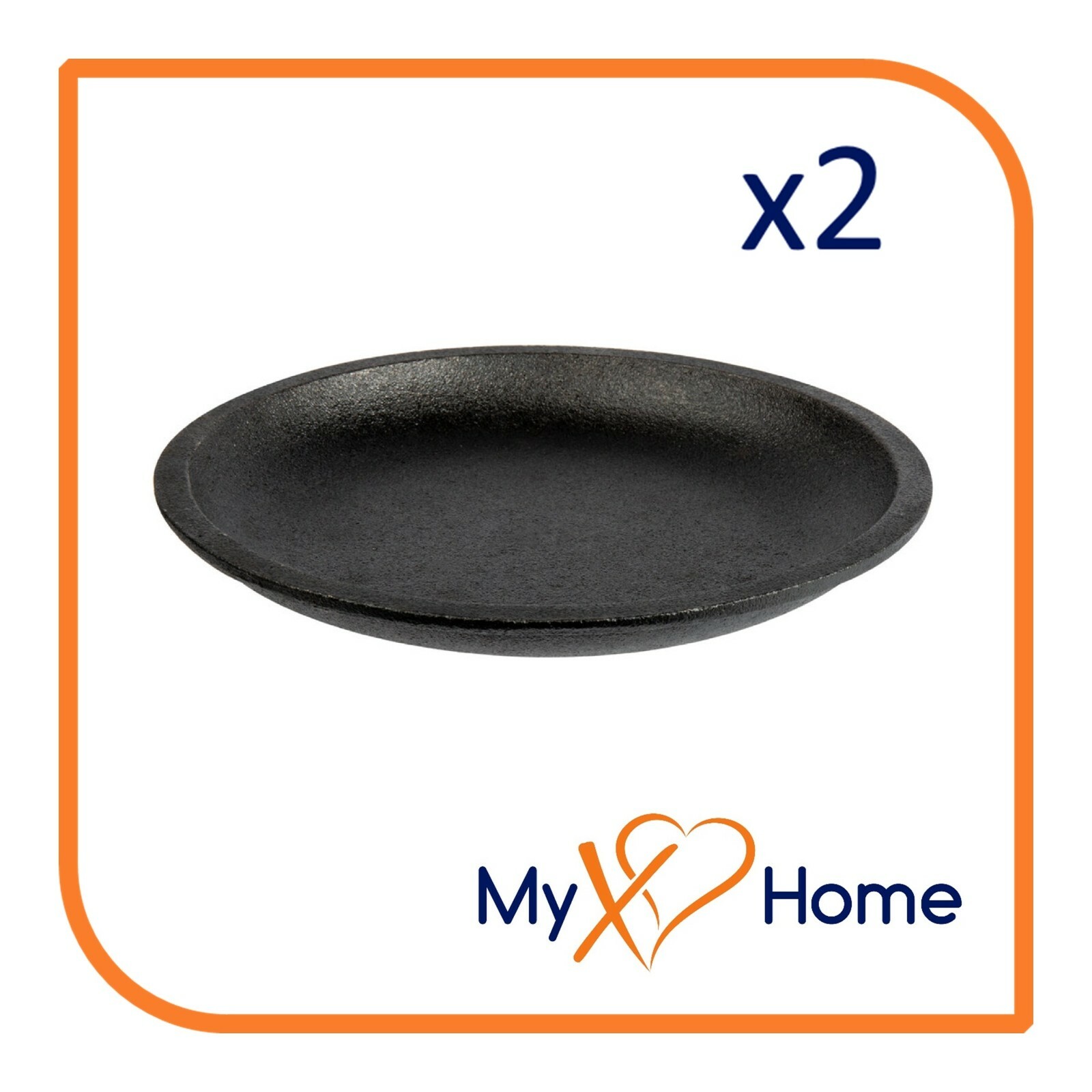 7″ Round Pre-Seasoned Cast Iron Fajita Skillet (2 Skillets) by MyXOHome