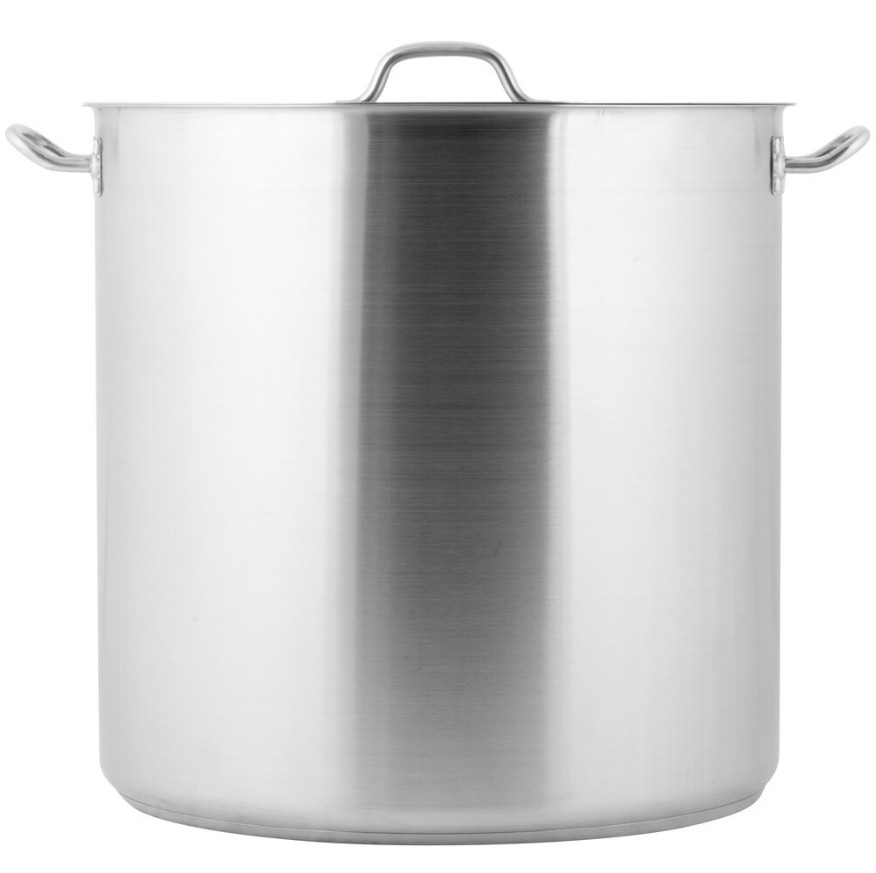 Commercial 100 Qt Stainless Steel Aluminum Clad Round Big Stock Pot w/ Lid Cover