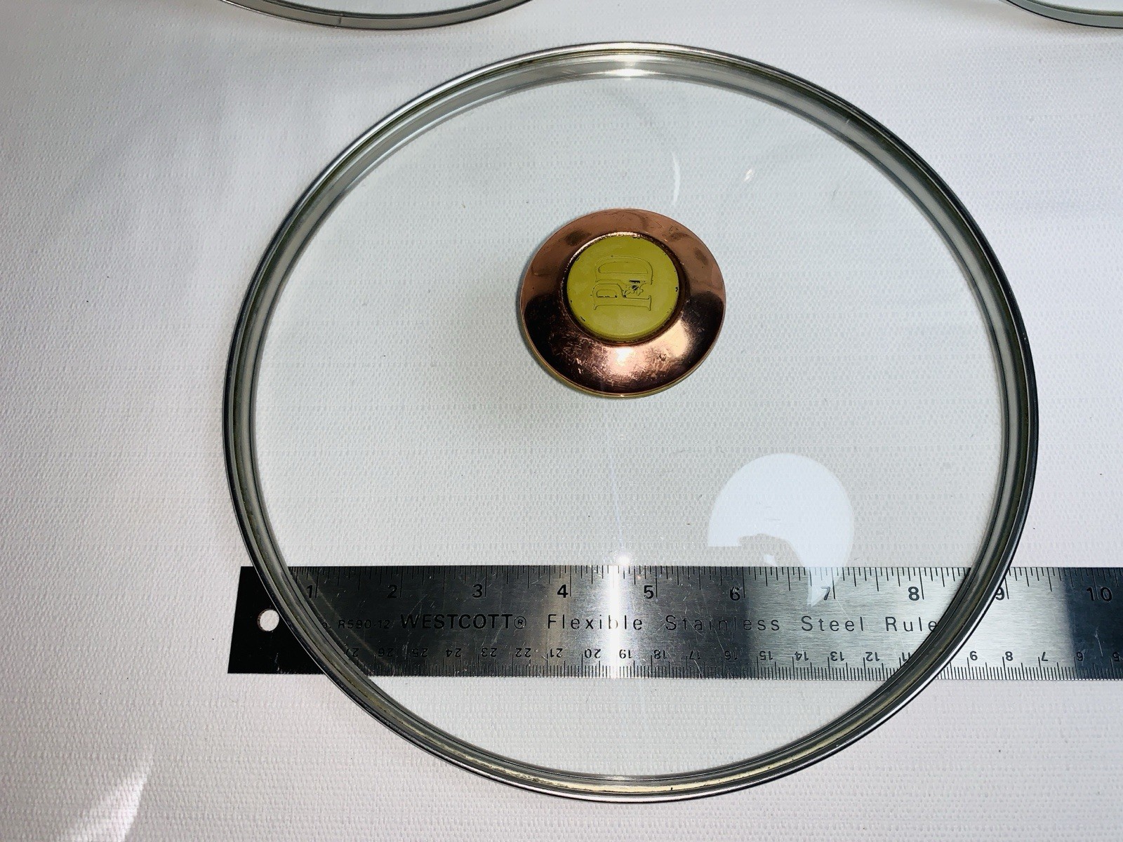 Paula Dean Cookware Glass Replacement Lids 9.25” Copper & Green Color Knobs 3pcs