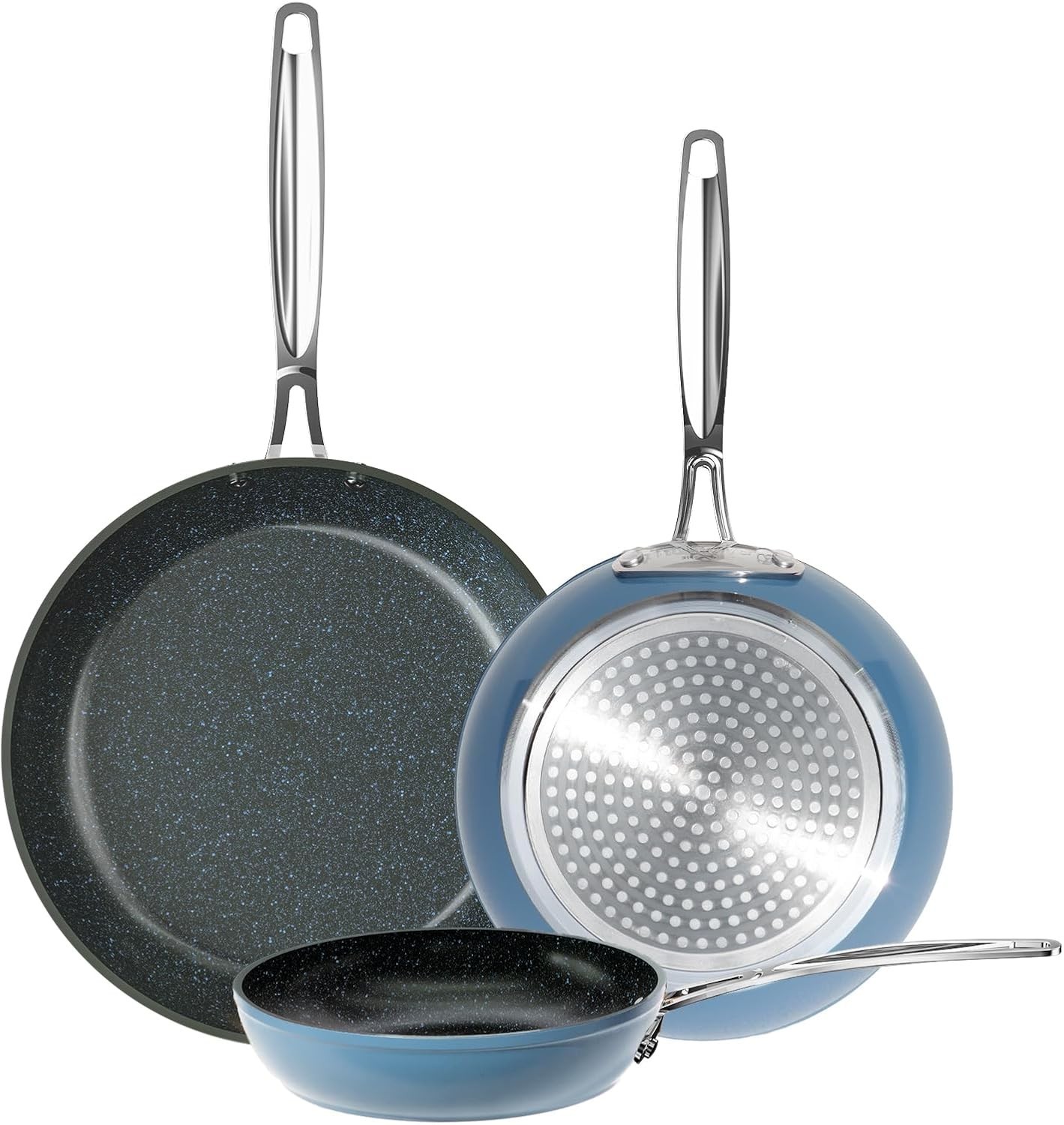 Frying Pan Set All Cooktops Blue Ceramic Ultra Non-Stick ( 8”, 10”, 12”) – Blue