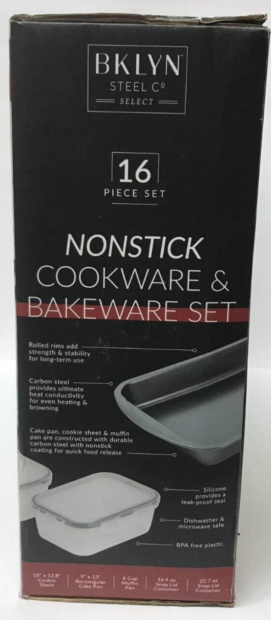 Brooklyn Steel Co. Venus Nonstick Aluminum Cookware & Bakeware Set 16-Piece RED
