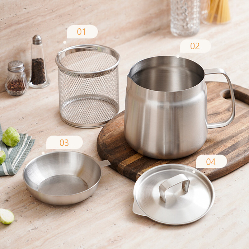 2-in-1 304 Stainless Steel Multifunctional Oil Strainer Pot Kitchen Deep Fryer