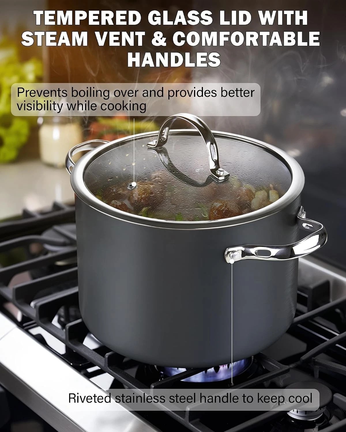Stylish 8 Quart Dutch Oven with Hard Anodized Nonstick Coating-Limited Induction