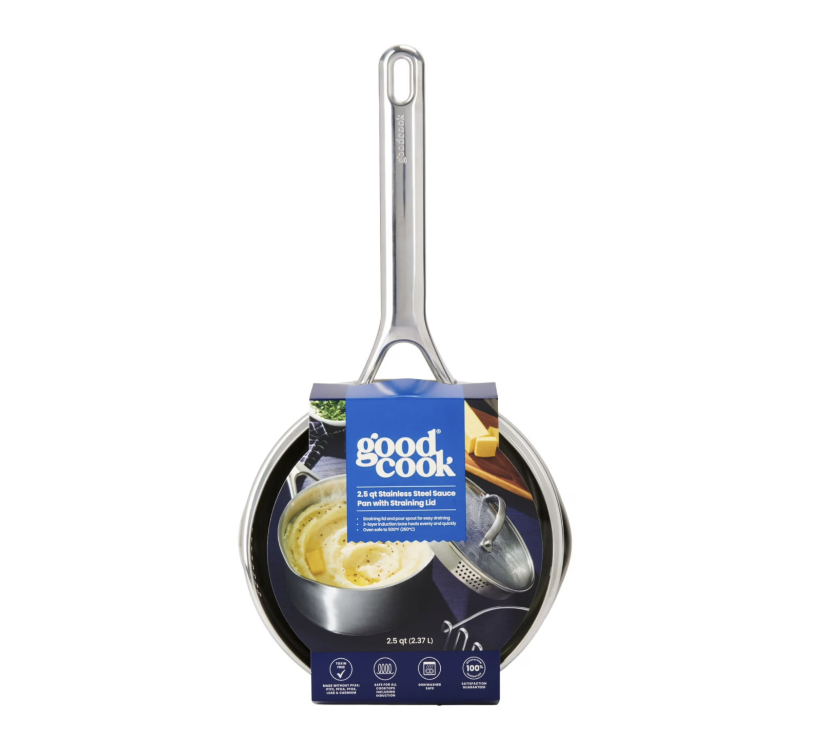 GoodCook Stainless Steel 2.5 qt Sauce Pan with Lid NEW