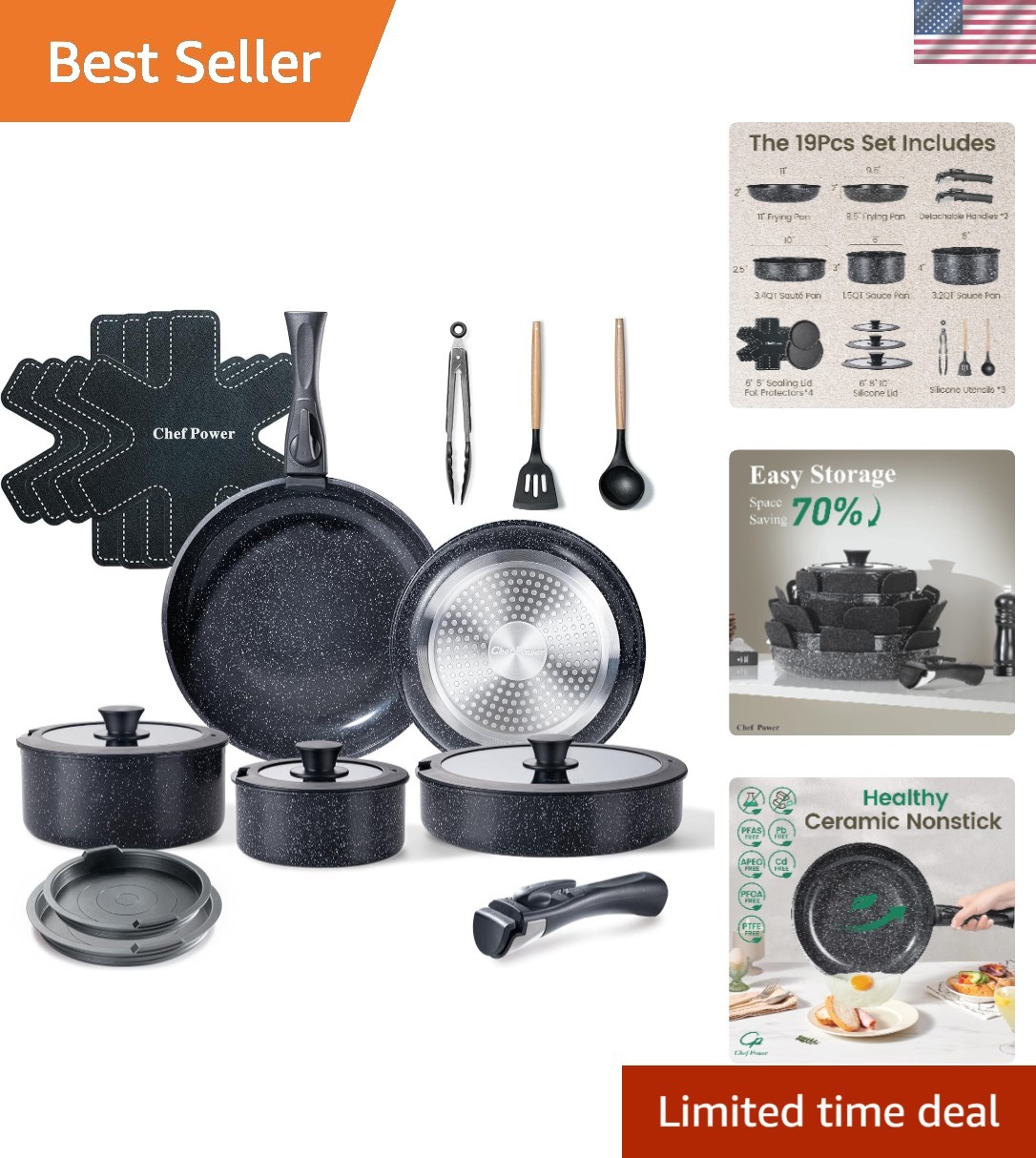 Versatile Chef Power 19-Piece Cookware Set – Non-toxic, Multi-Functional Relief