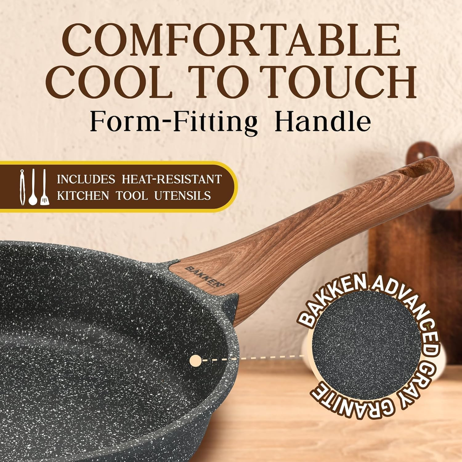 Bakken Master 20-Piece Nonstick Cookware & Bakeware Set with Glass Lids