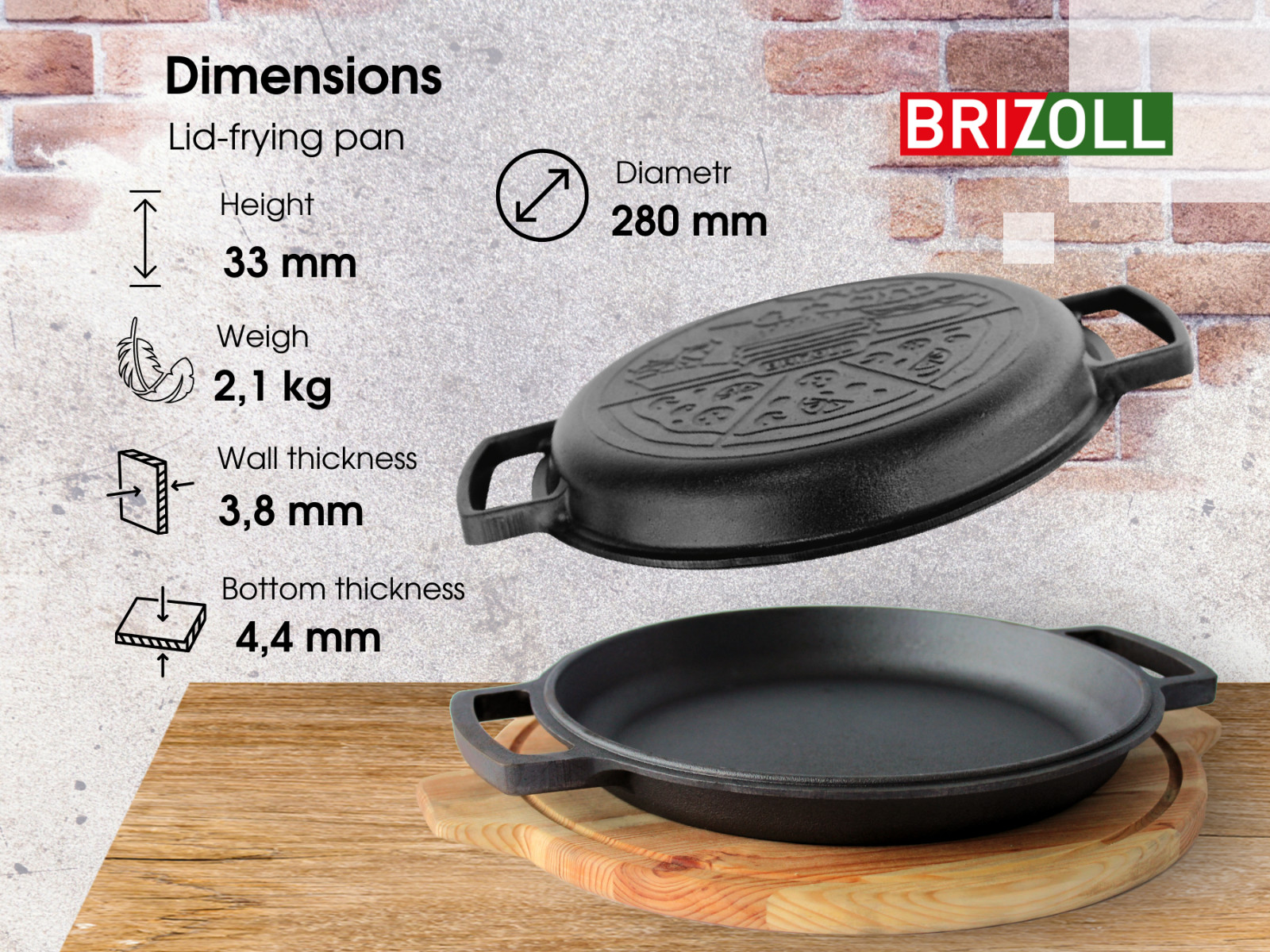 Cast Iron Dutch Oven Pot with Skillet Lid Casserole Cookware 6L