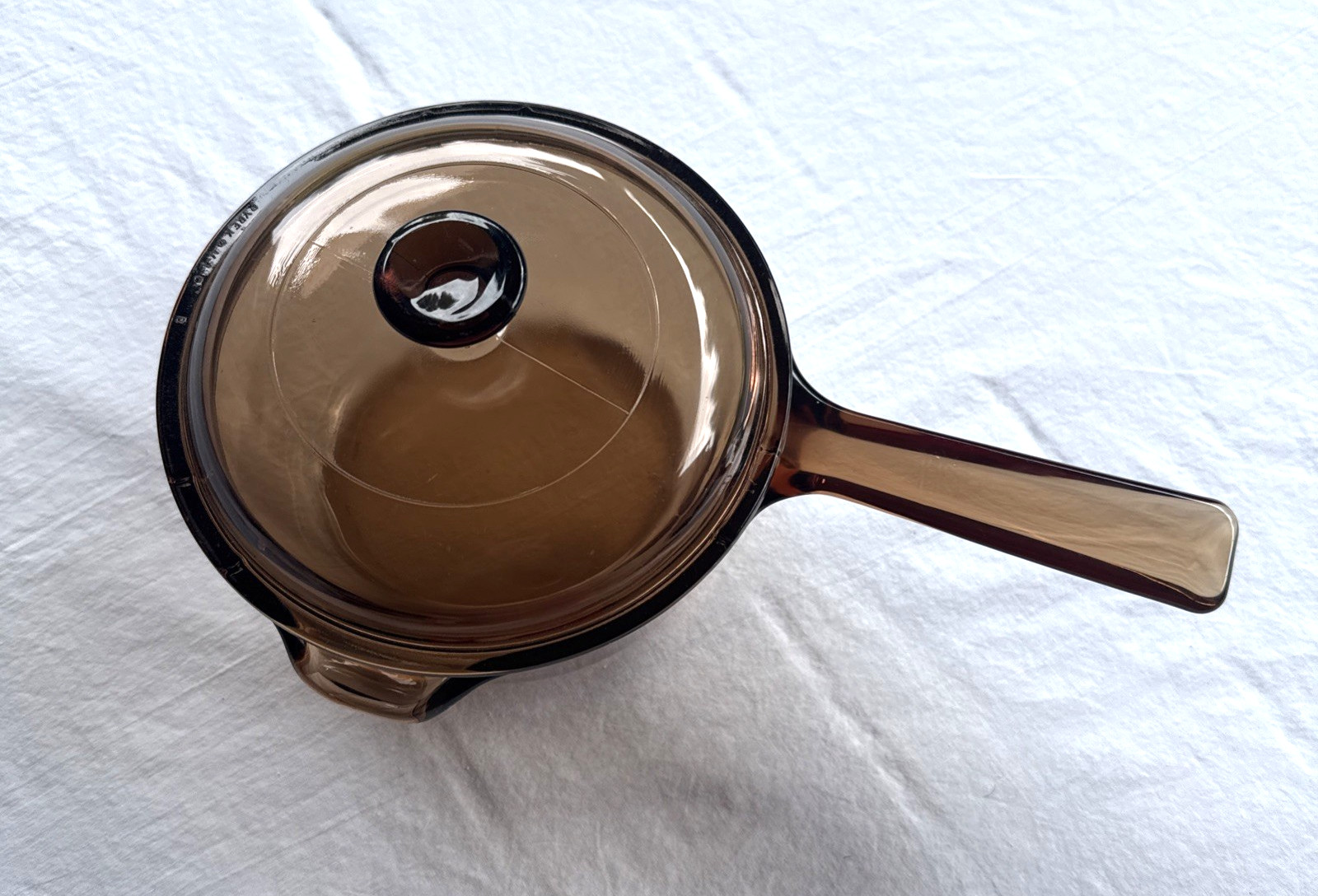 Vintage Vision Corning Ware Amber Saucepan Pot/Pour Spout/Pyrex Lid Cottagecore