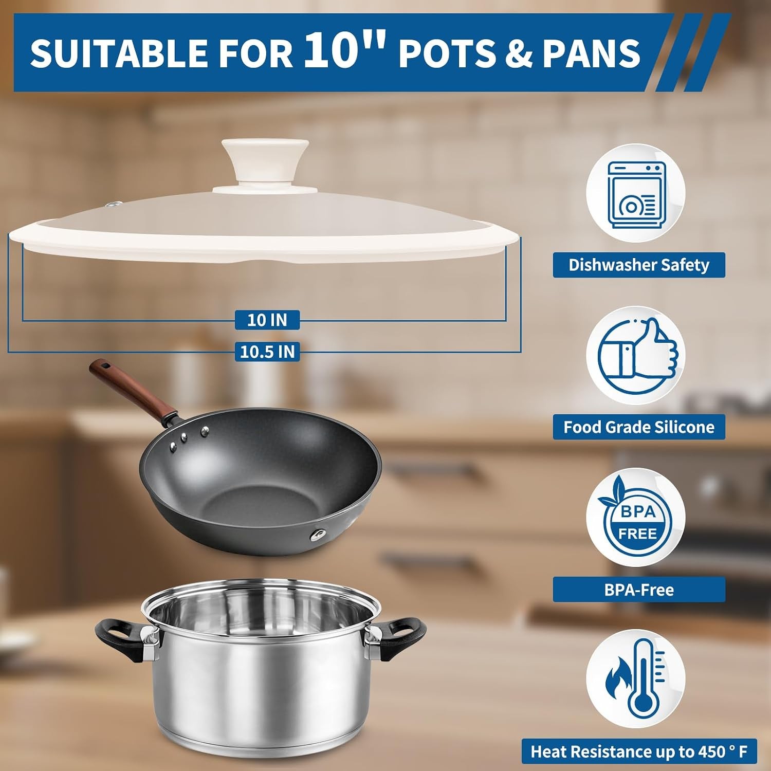Pan Lid 10 Inch – Tempered Glass Pot Lid – Replacement Pan Cover for Cast Iron