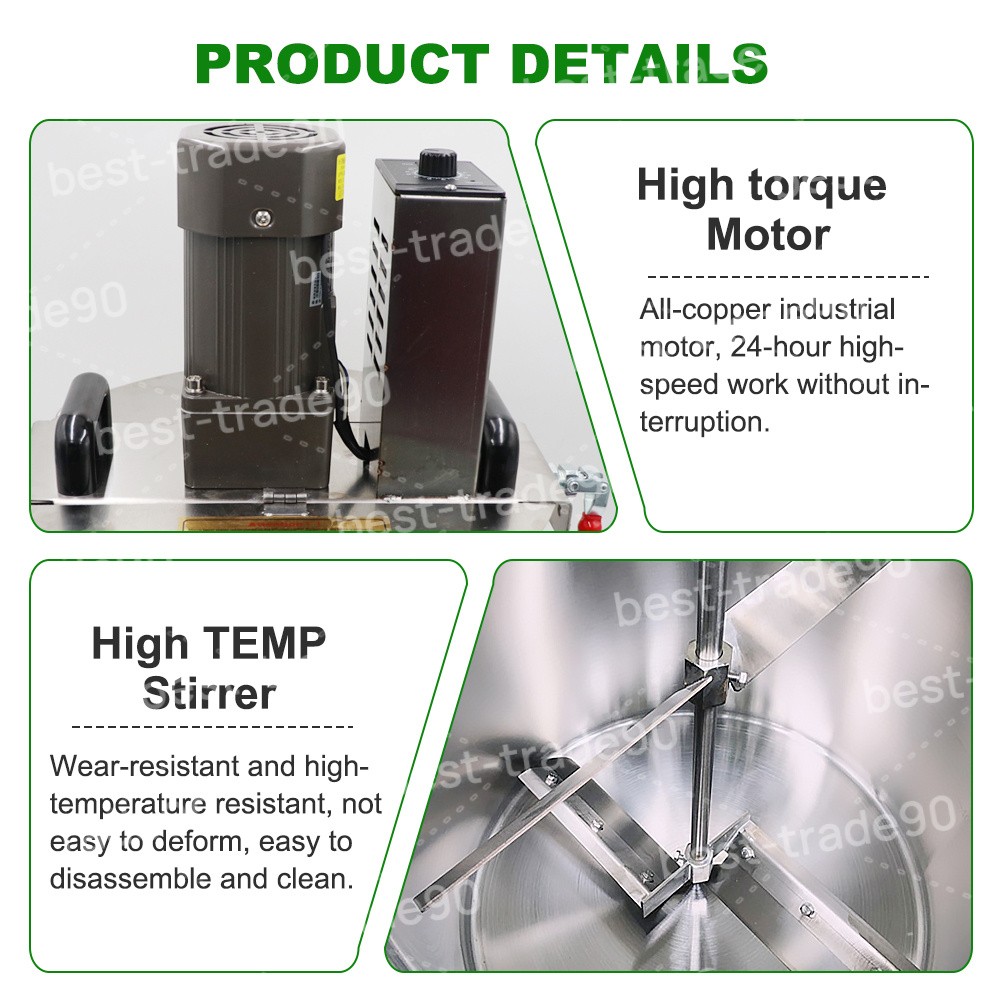 40L Automatic Food Mixer Electric Sauce Stirrer Frying Machine with Lid Kitchen