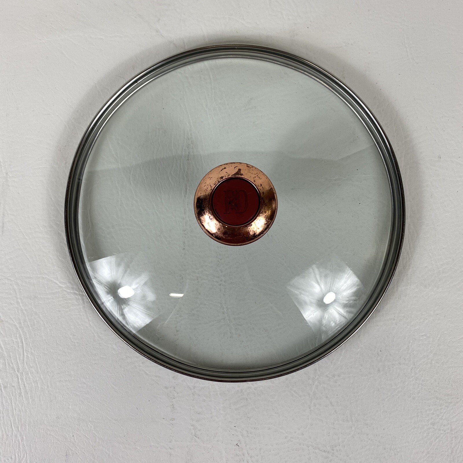 Paula Deen Red Speckled Glass Lid Copper Knob 9.25” Replacement