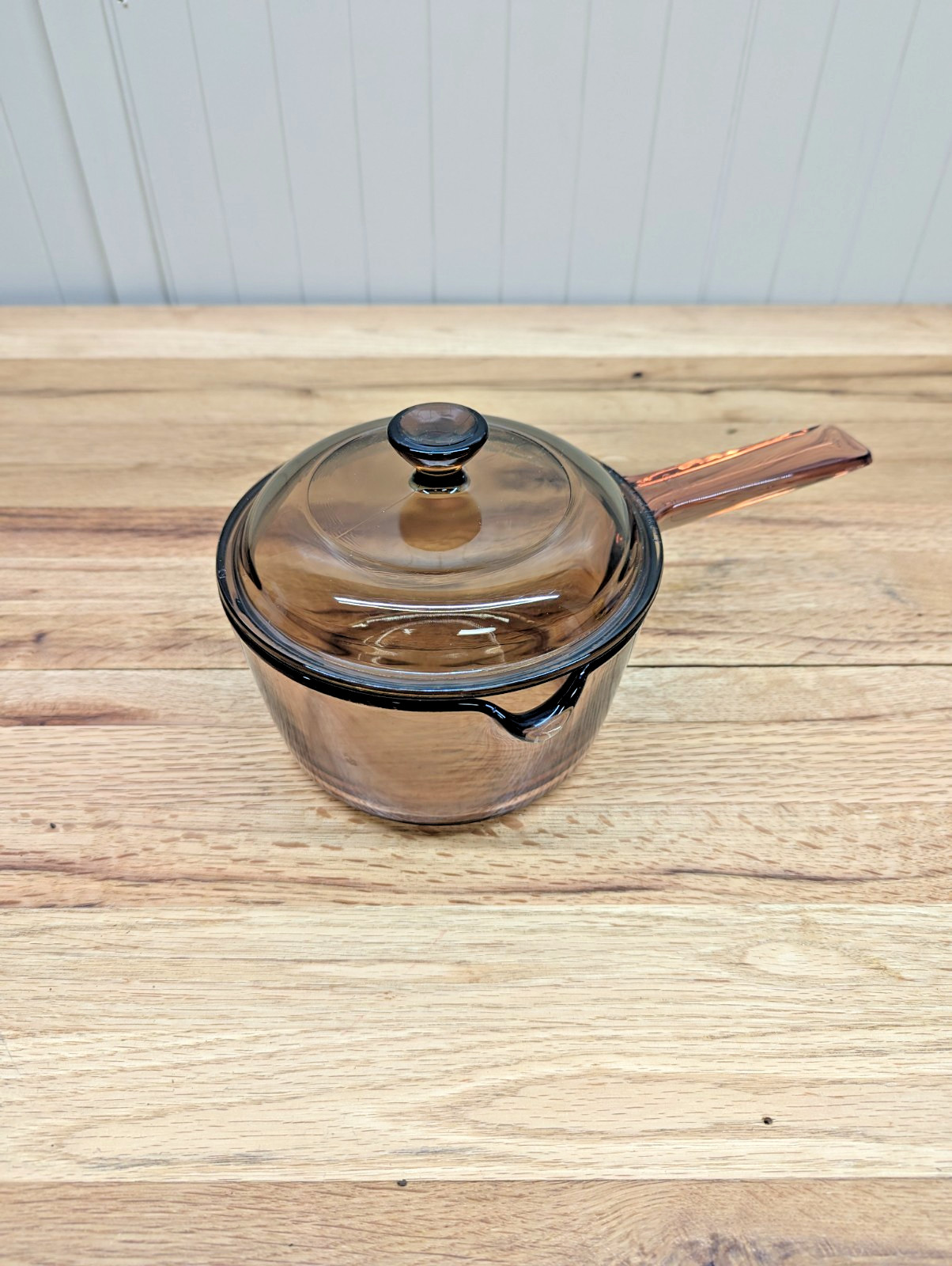 Corning Ware Vision Pyrex Amber 1 L Glass Pot. Pour Spout Cookwear USA
