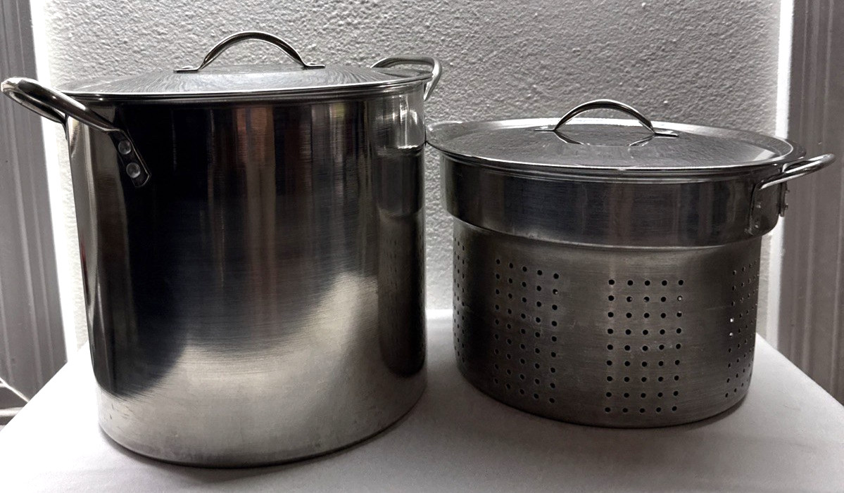 Mainstays 8-Qt Stainless Steel Stock Pot with Steamer Basket Pot Metal Lids