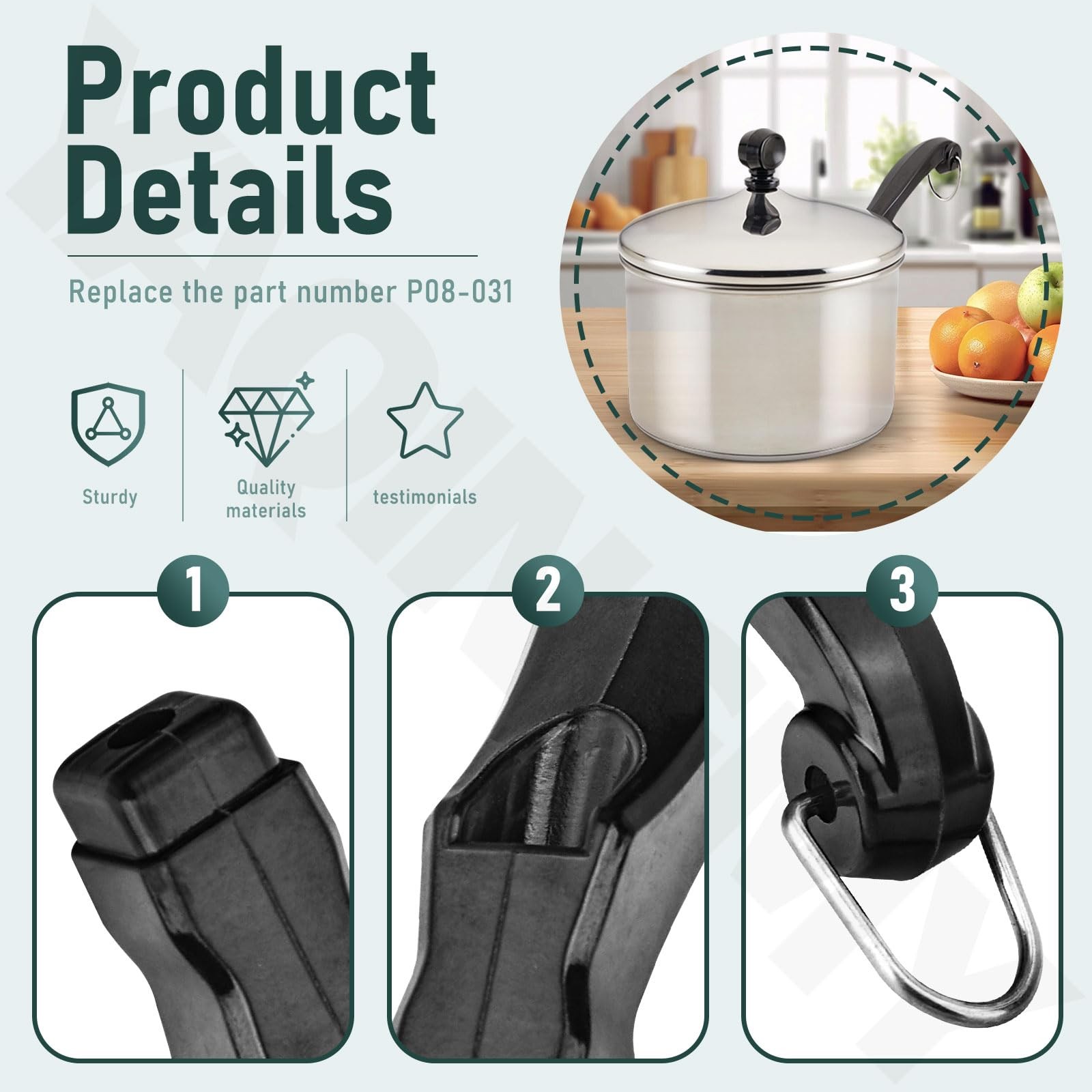 YAQINGMY 2 Pack P08031 Sauce Pan Handle Short for FarberWare Pan Saucepans, S…