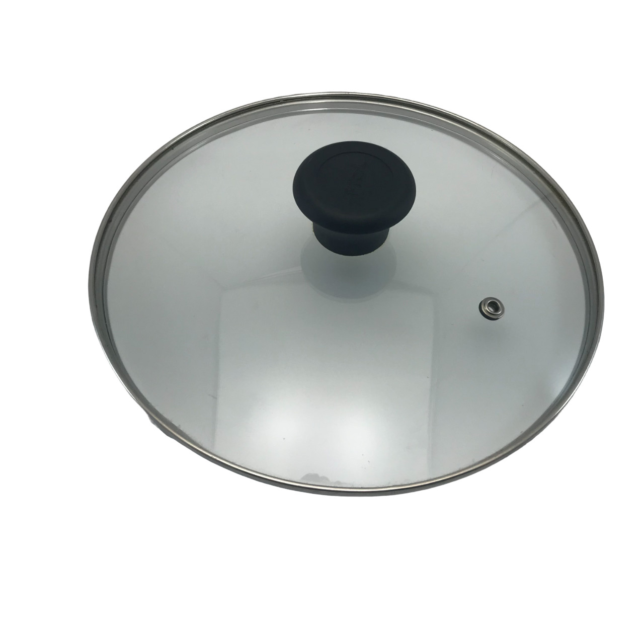 TFal Replacement Glass Lid with Steam Vent Black Knob 9-3/8″ inner 9-3/4″ outer