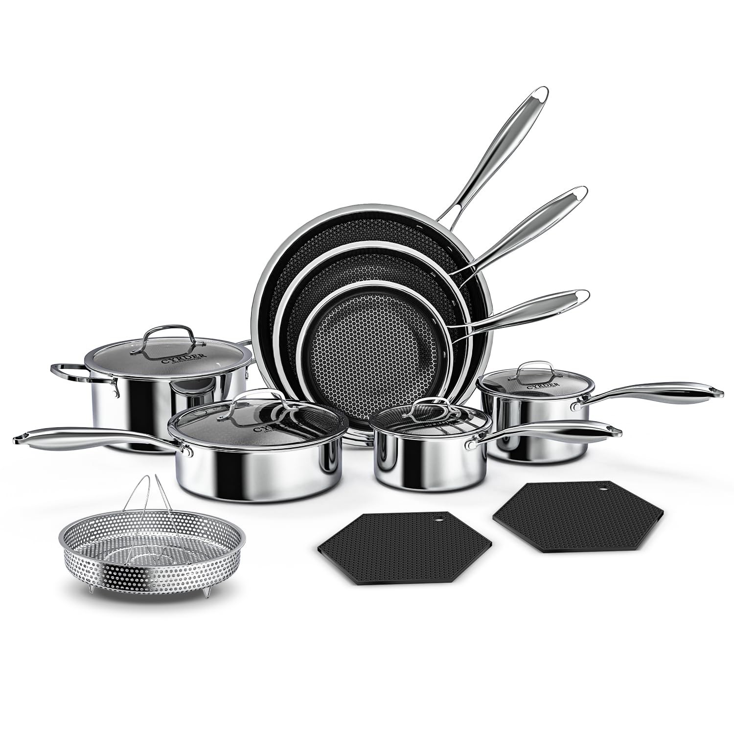 14-Piece Nonstick Hybrid Hex Cookware Set – Induction & Oven Safe, PFOA Free
