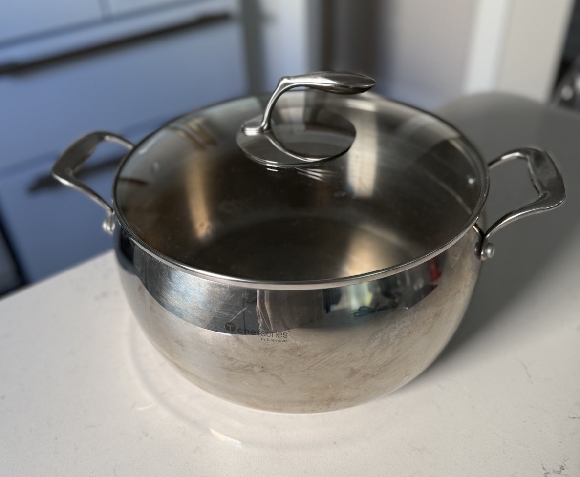 Tupperware Chef Series 12qt Stainless Steel Stock Pot Dutch Oven & Glass Lid
