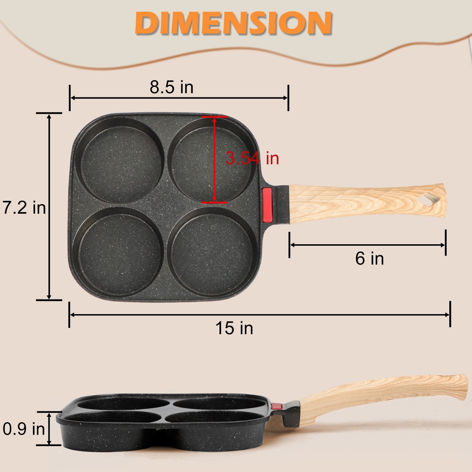 4-Cup Nonstick Egg Frying Pan Omelette Pan Granite Mini Egg Cooker Pancake Pan