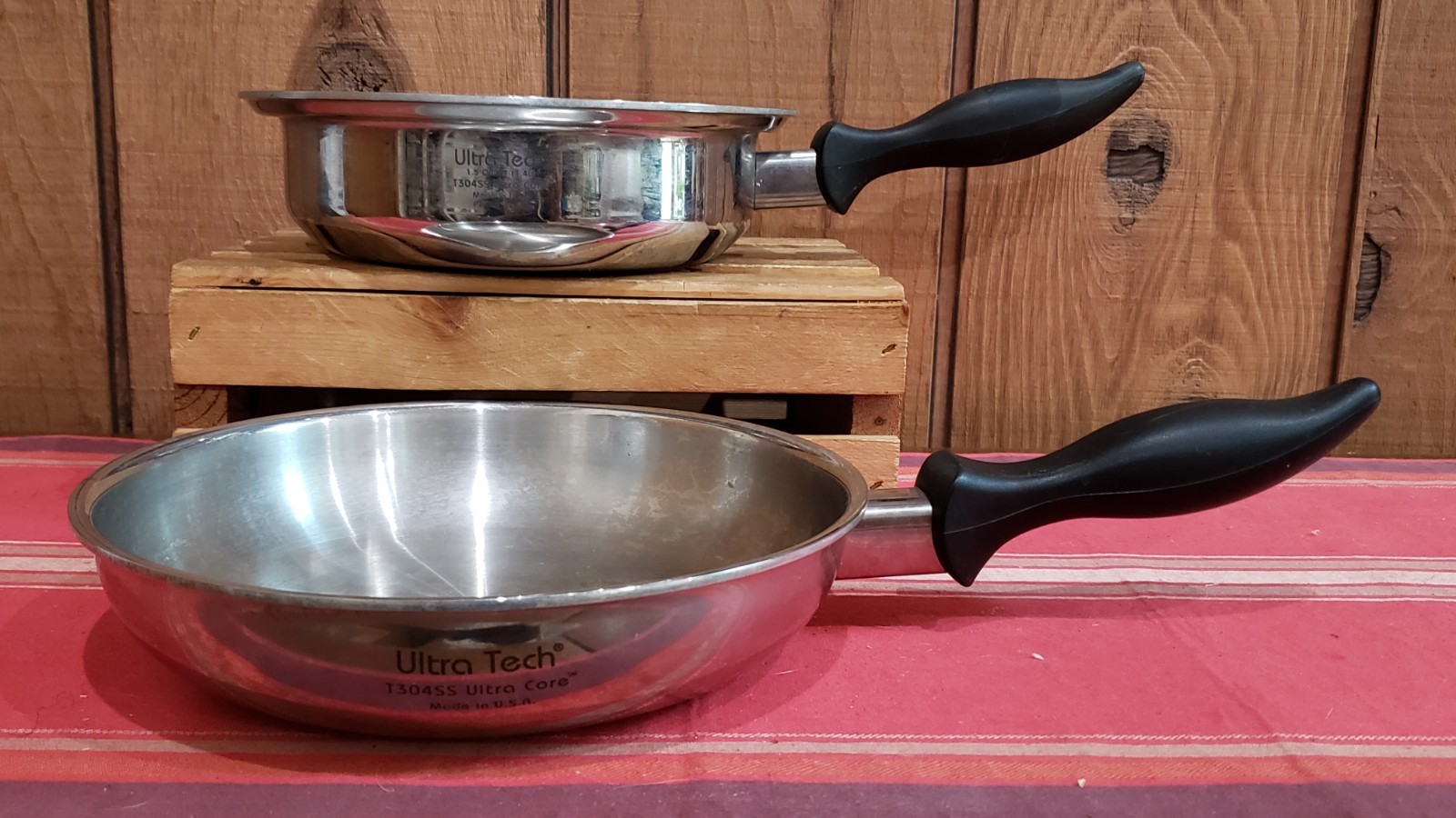 CARICO Ultra Tech 1.5qt Saucepan & 9” Skillet Sauté Set T304 Stainless No Lid