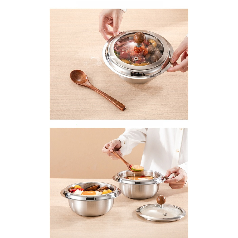 For Induction Use 304 Stainless Steel Mixing Pot for Korean Bibimbap and Salads