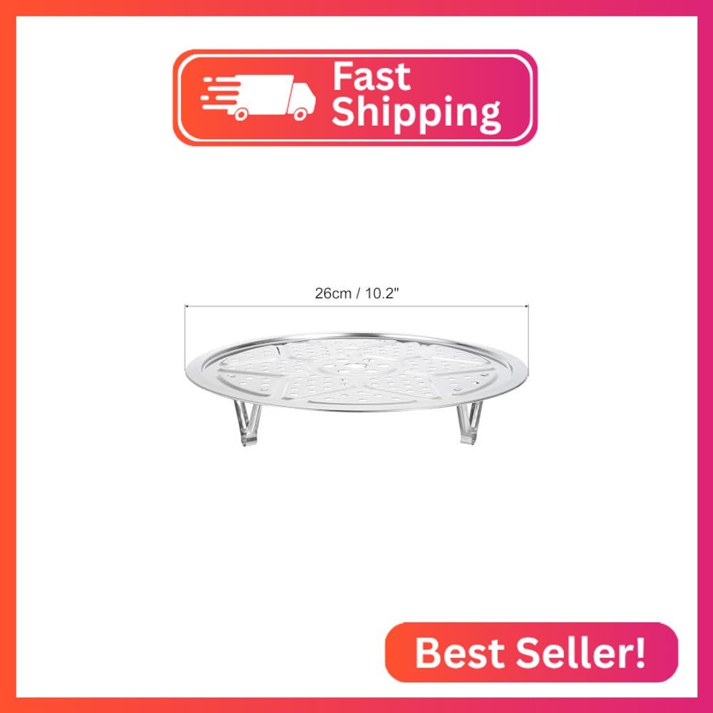 uxcell Stainless Steel Steamer Rack with Stand, 10.2 Inches Pot Steaming Tray fo