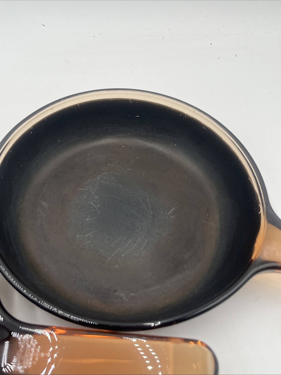 Visions 6 Piece Set Nonstick Bottoms Amber 1L Saucepan W/ Lid & Four 7” Skillets