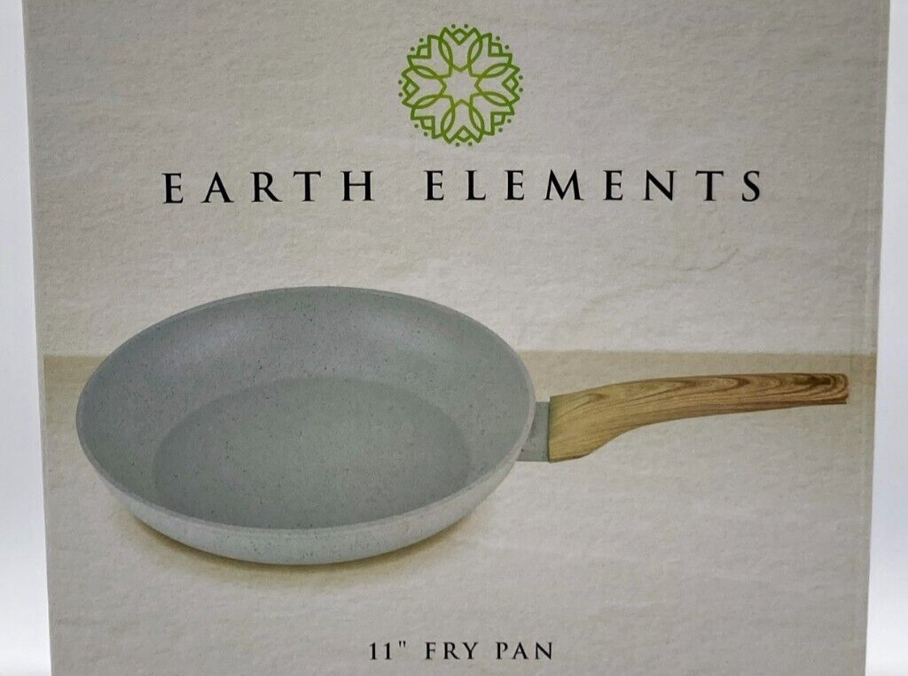 Earth Elements 11″ Fry Pan Non-Stick Frying Pan Cream w/ Gray Speckle EE28F01