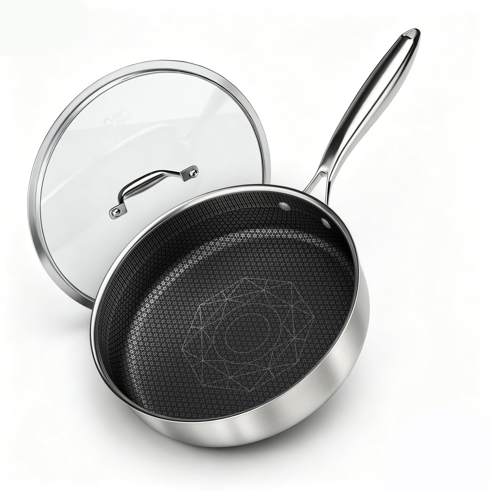 3.6-Quart Hybrid Stainless Steel Sauté Pan with Lid, 10″ Tri-Ply Clad Deep Fr…