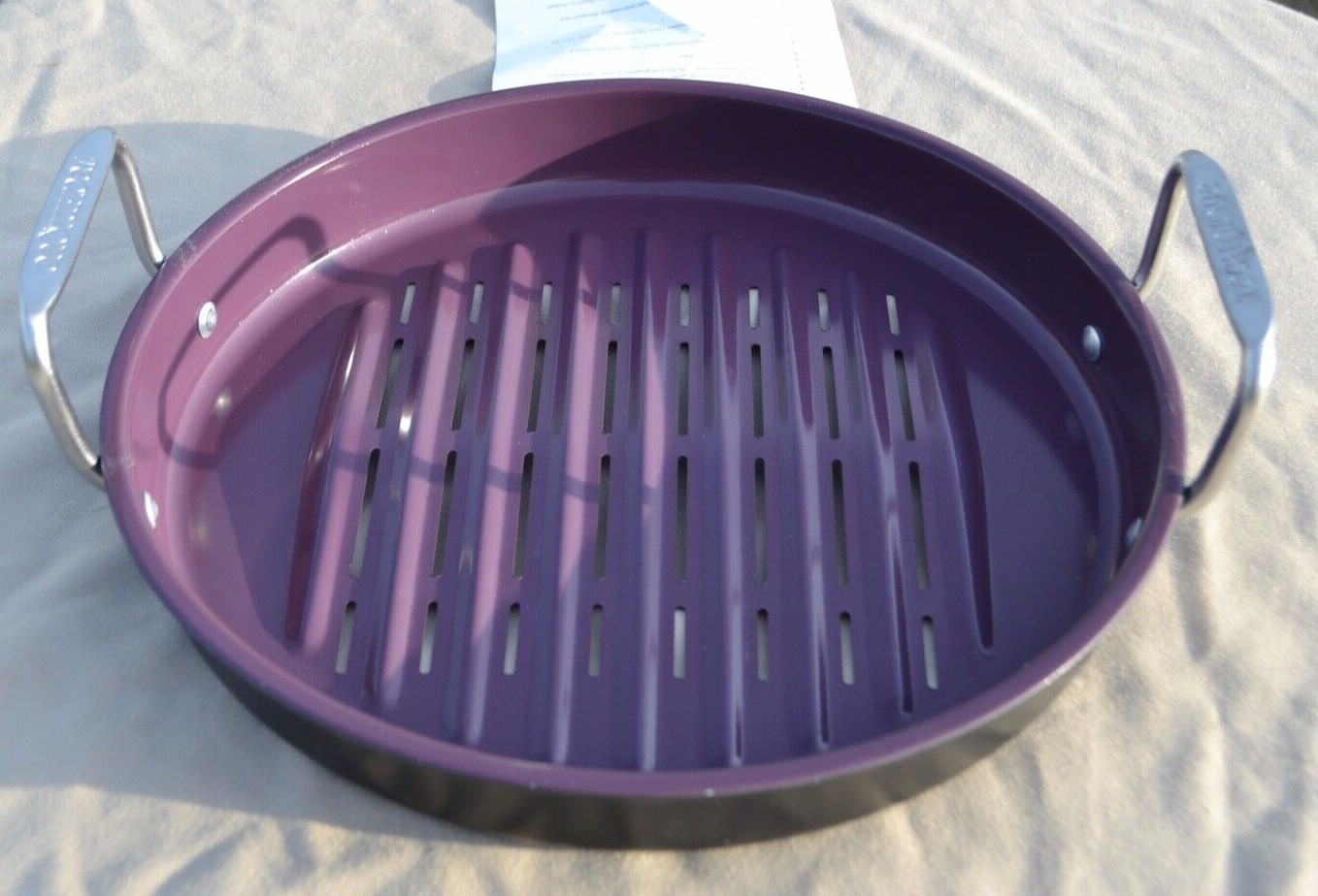 Technique 12″ Round BBQ Pan with Ceramic Non Stick – Eggplant