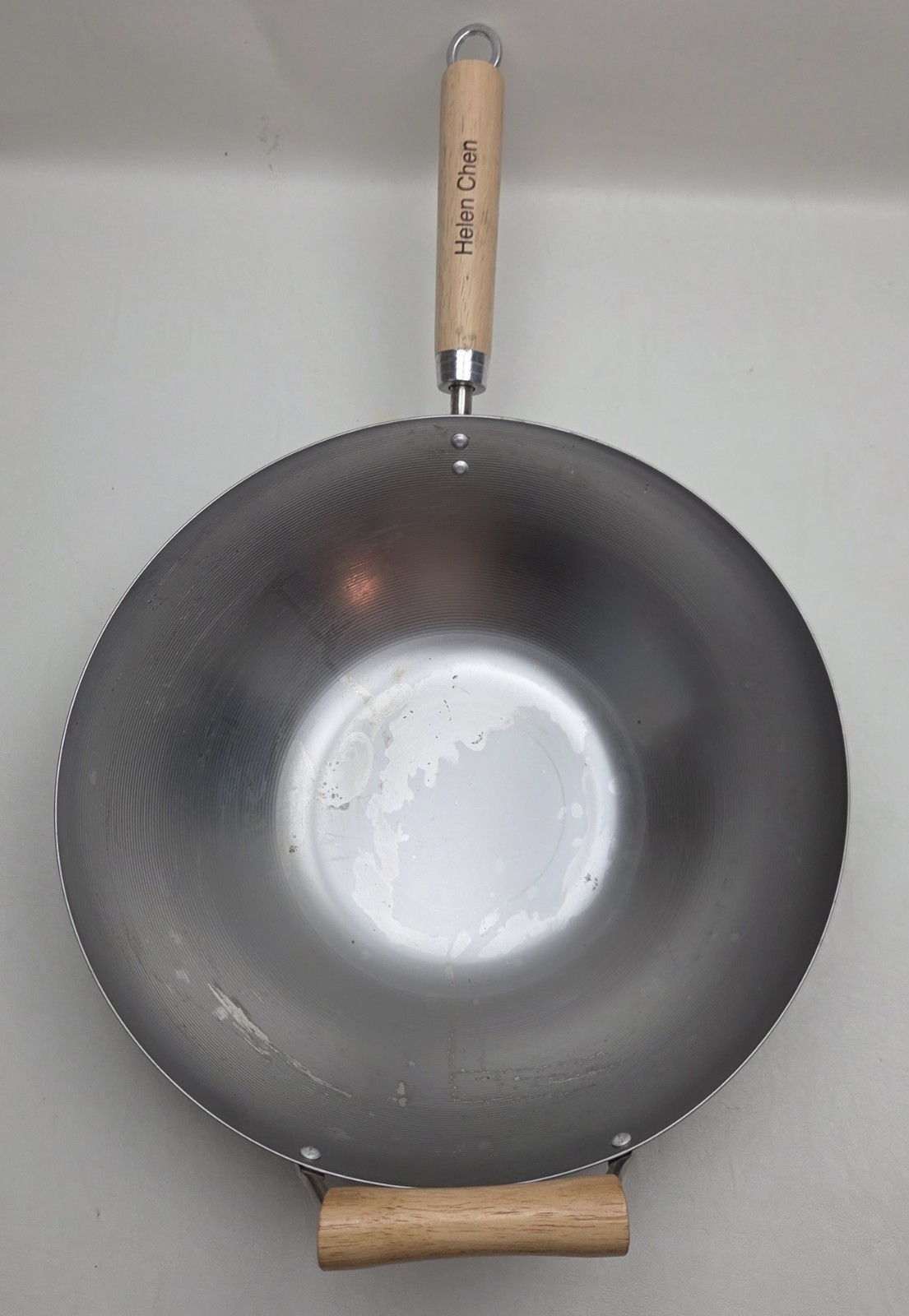 Helen Chen Wok Flat Bottom Carbon Steel Asian Kitchen With Lid 14″