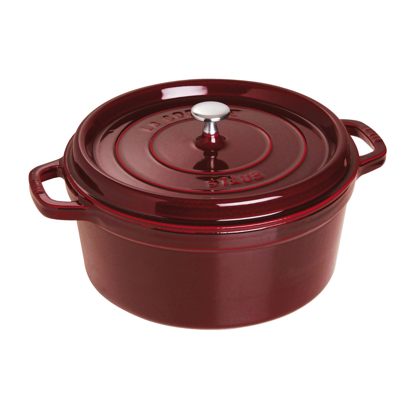 Staub Cast Iron 9 qt Round Cocotte Dutch Oven Made In France Grenadine NIB