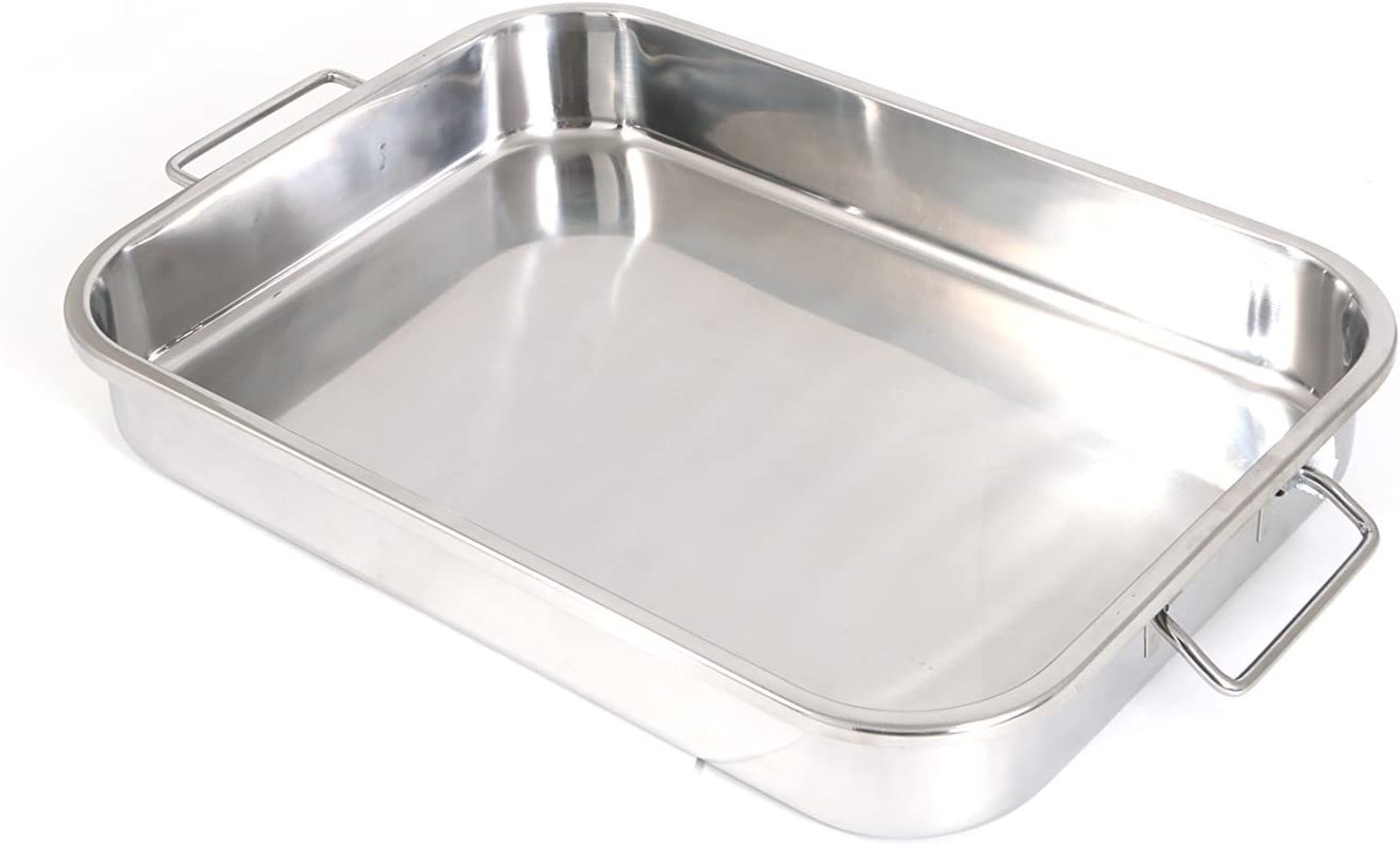 4-Piece Stainless Steel Lasagna Roasting Pan Set w Racks 12.5×9.5 16.5×12