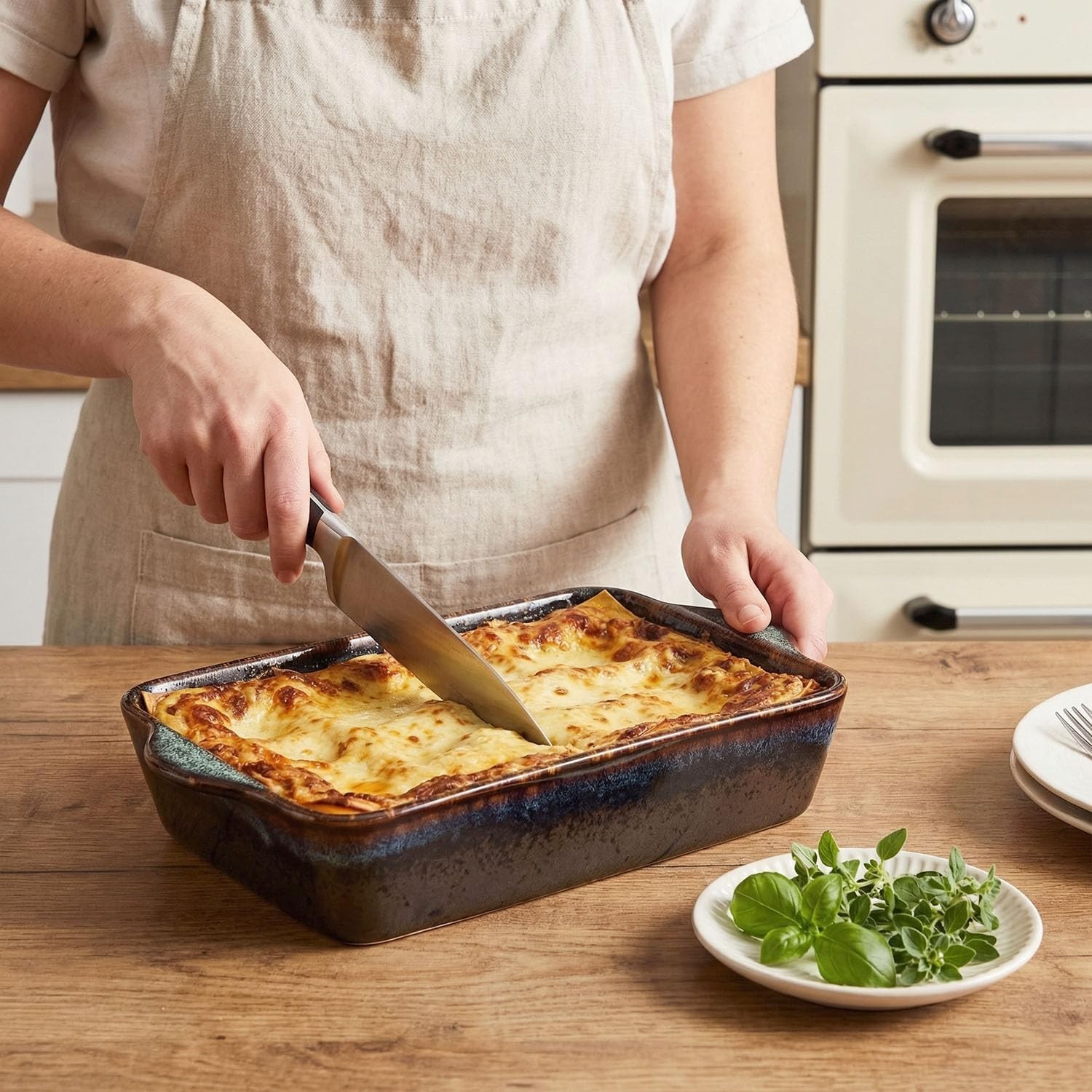LIUYWYHCF Ceramic Casserole Baking Dish, 2 Quarts Baking Dish Oven, Lasagna