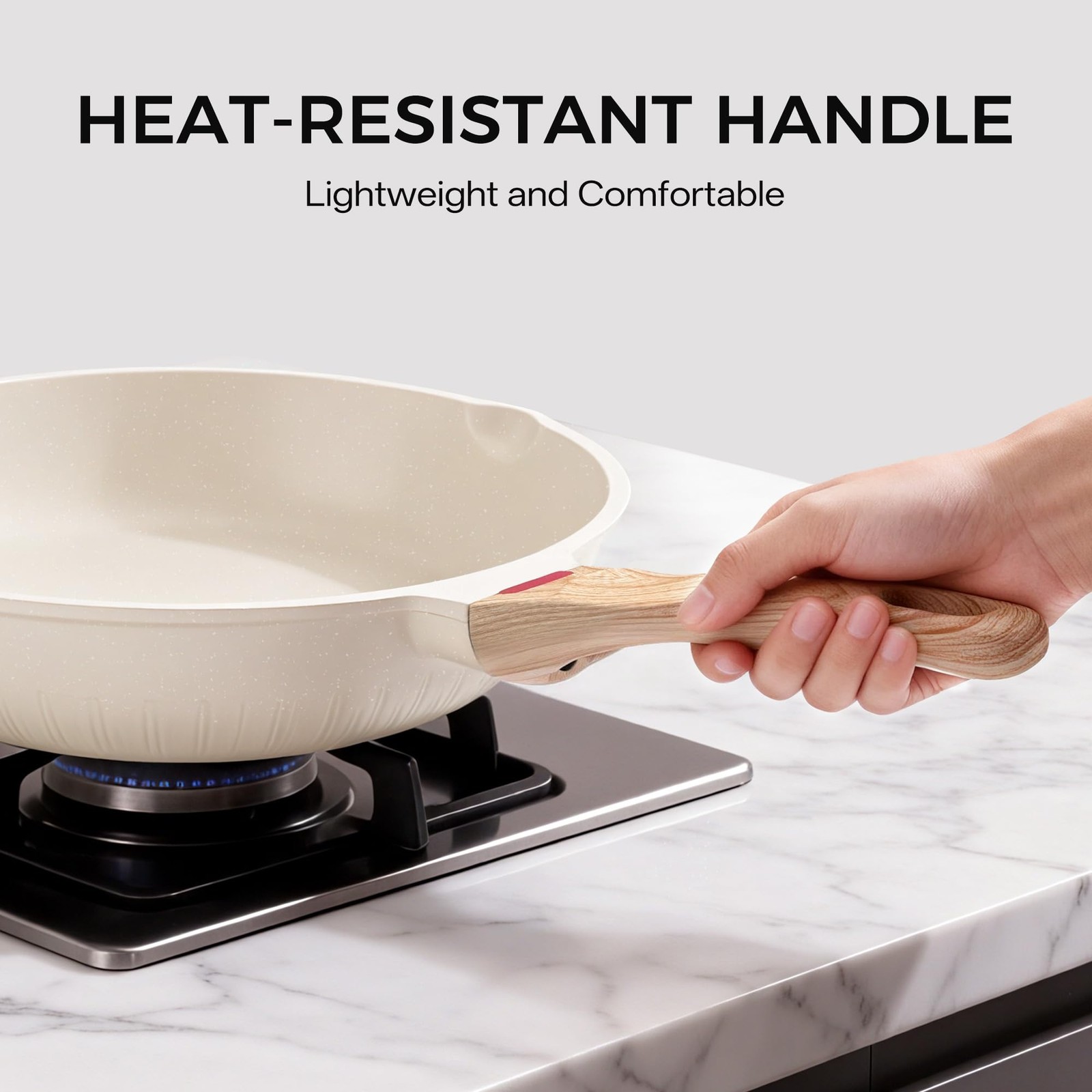 Nonstick Frying Pan Heat-Resistant Handle Ceramic Skillet PFOA Free Cookware