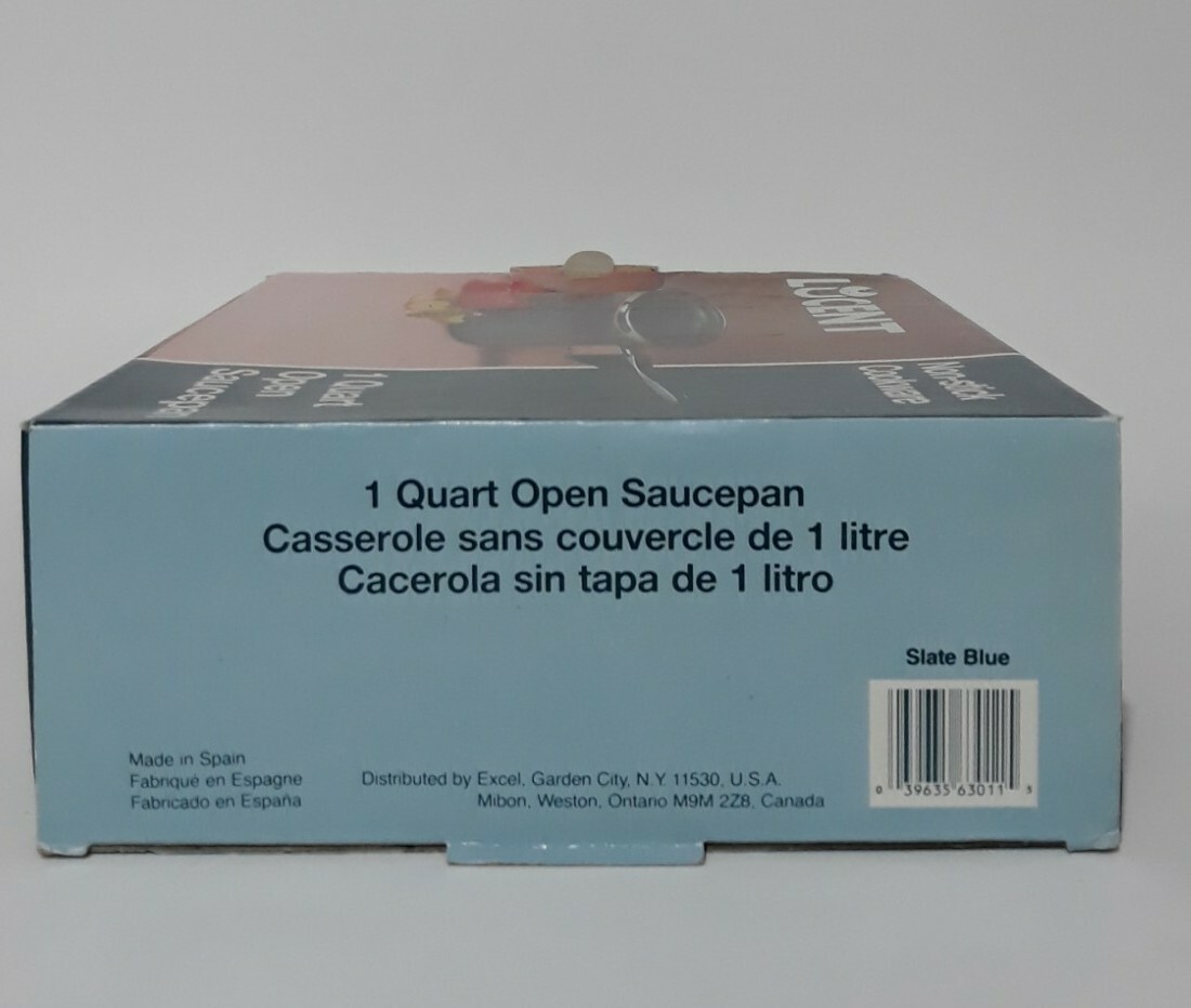 Lucent Non-Stick Cookware 1 Qt – 6 Inch Sate Blue Open Saucepan Made In Spain