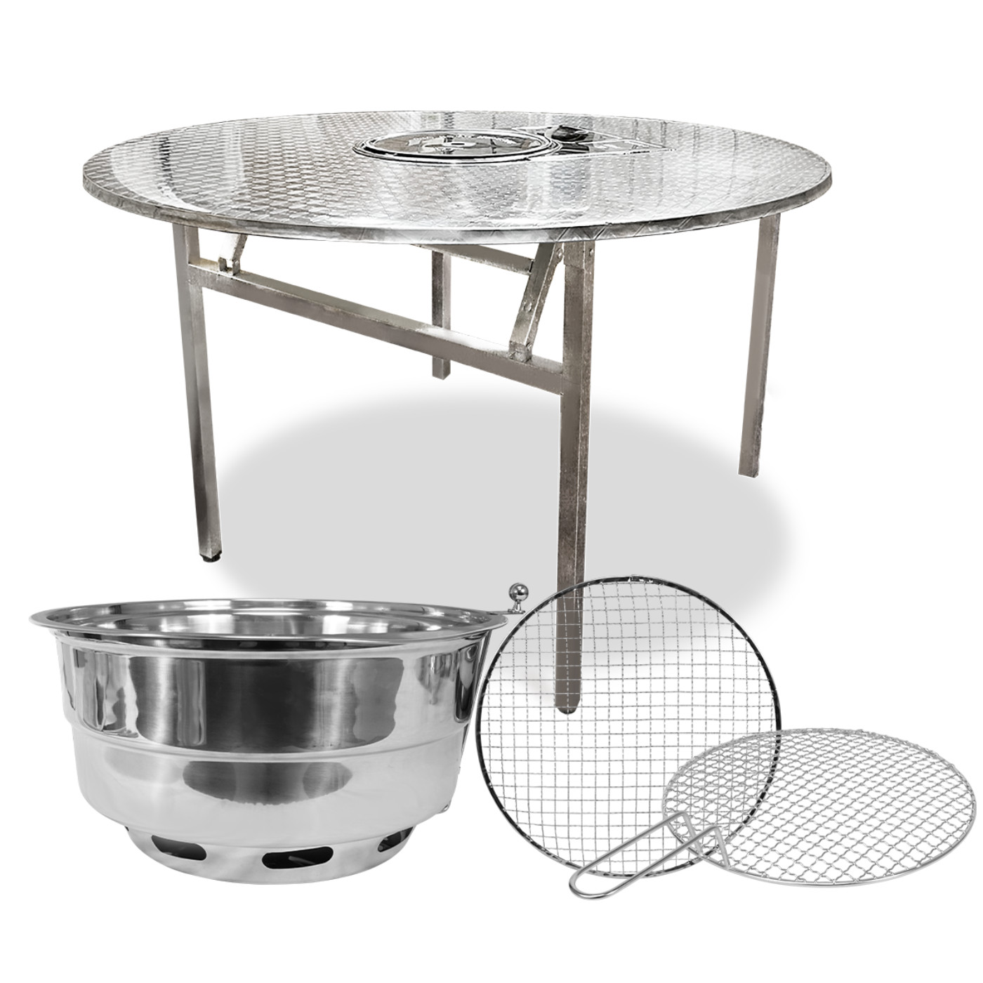 Large Korean BBQ Table Foldable Charcoal Grill Stainless Steel Outdoor Camping
