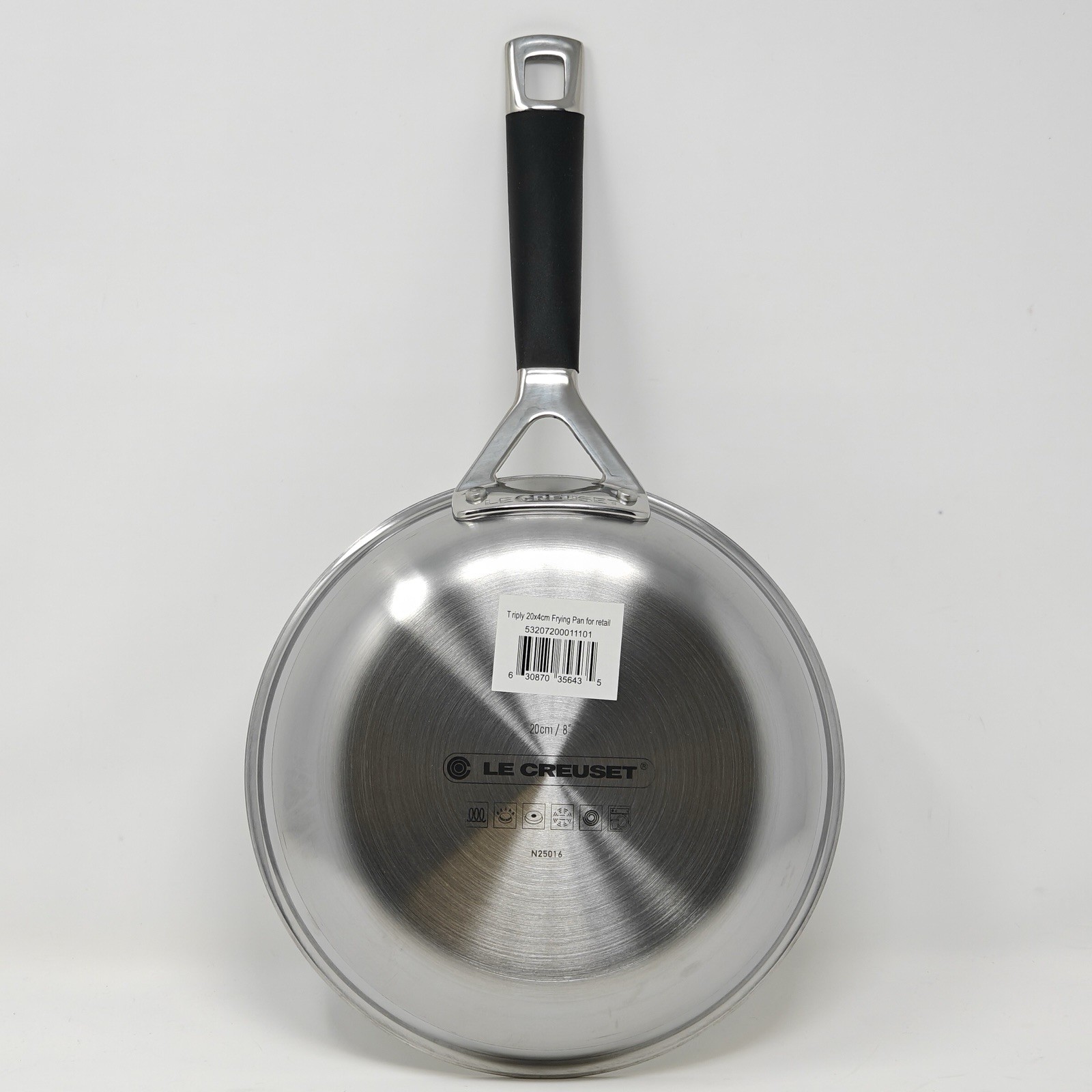 Le Creuset 3 ply Triple Stainless Steel Uncoated Frying Pan 20cm Silicon Handle